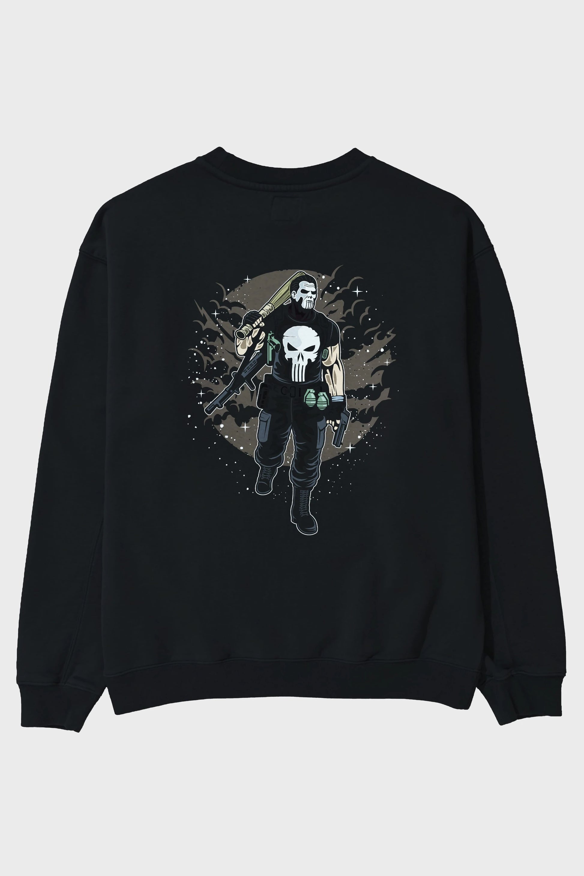 Punisher Arka Baskılı Oversize Sweatshirt Erkek Kadın Unisex