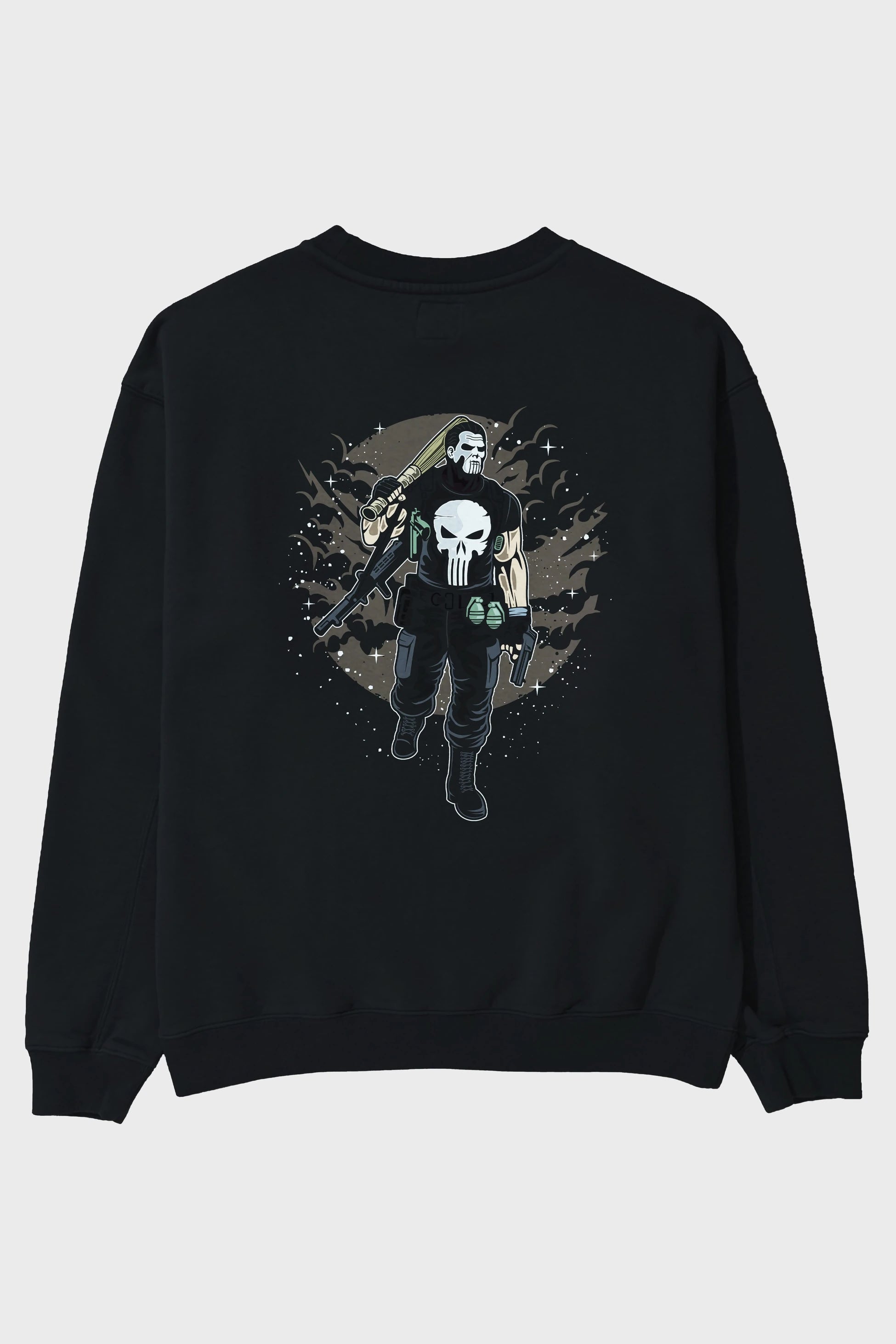 Punisher Arka Baskılı Oversize Sweatshirt Erkek Kadın Unisex