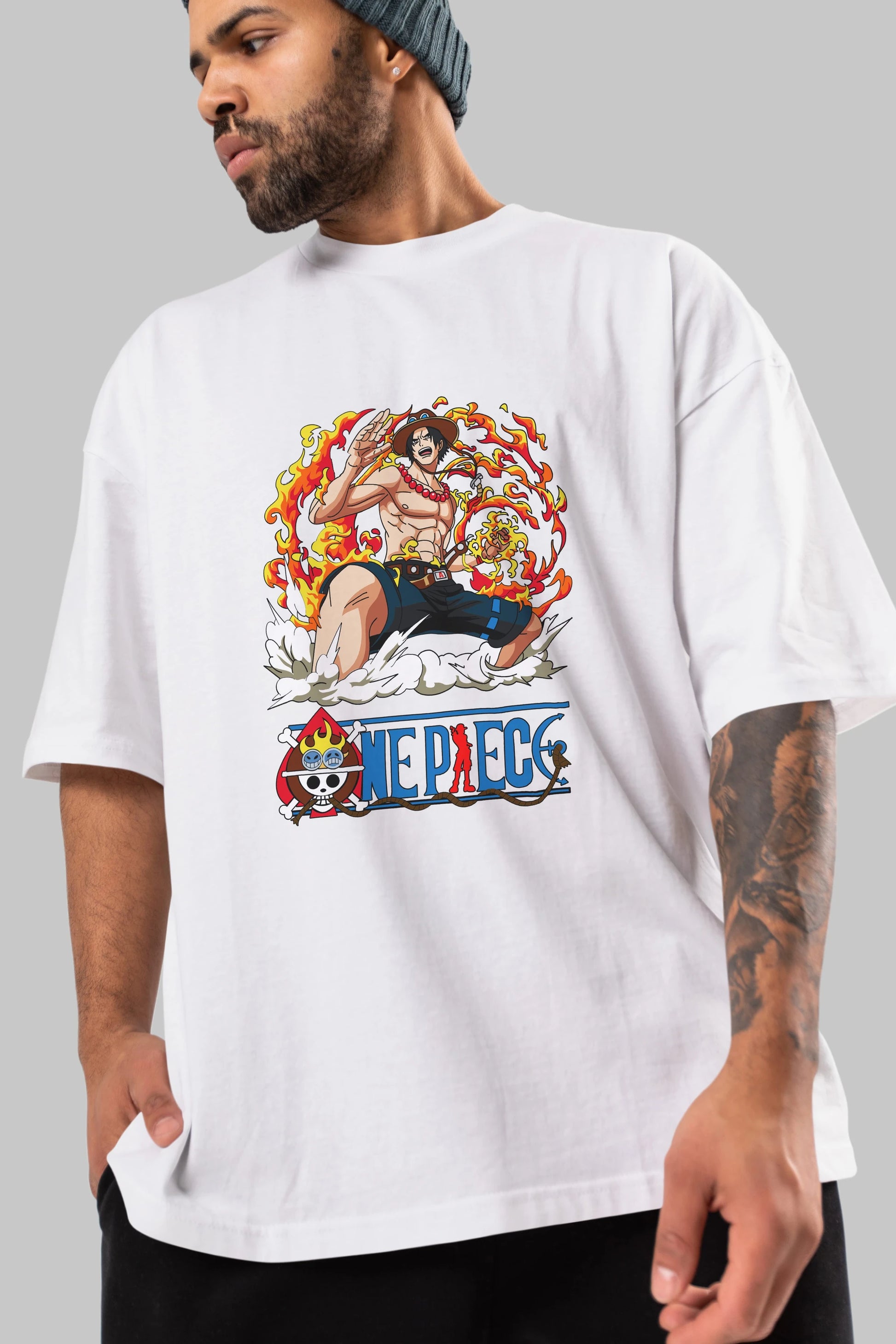One Piece Anime Ön Baskılı Oversize t-shirt Erkek Kadın Unisex