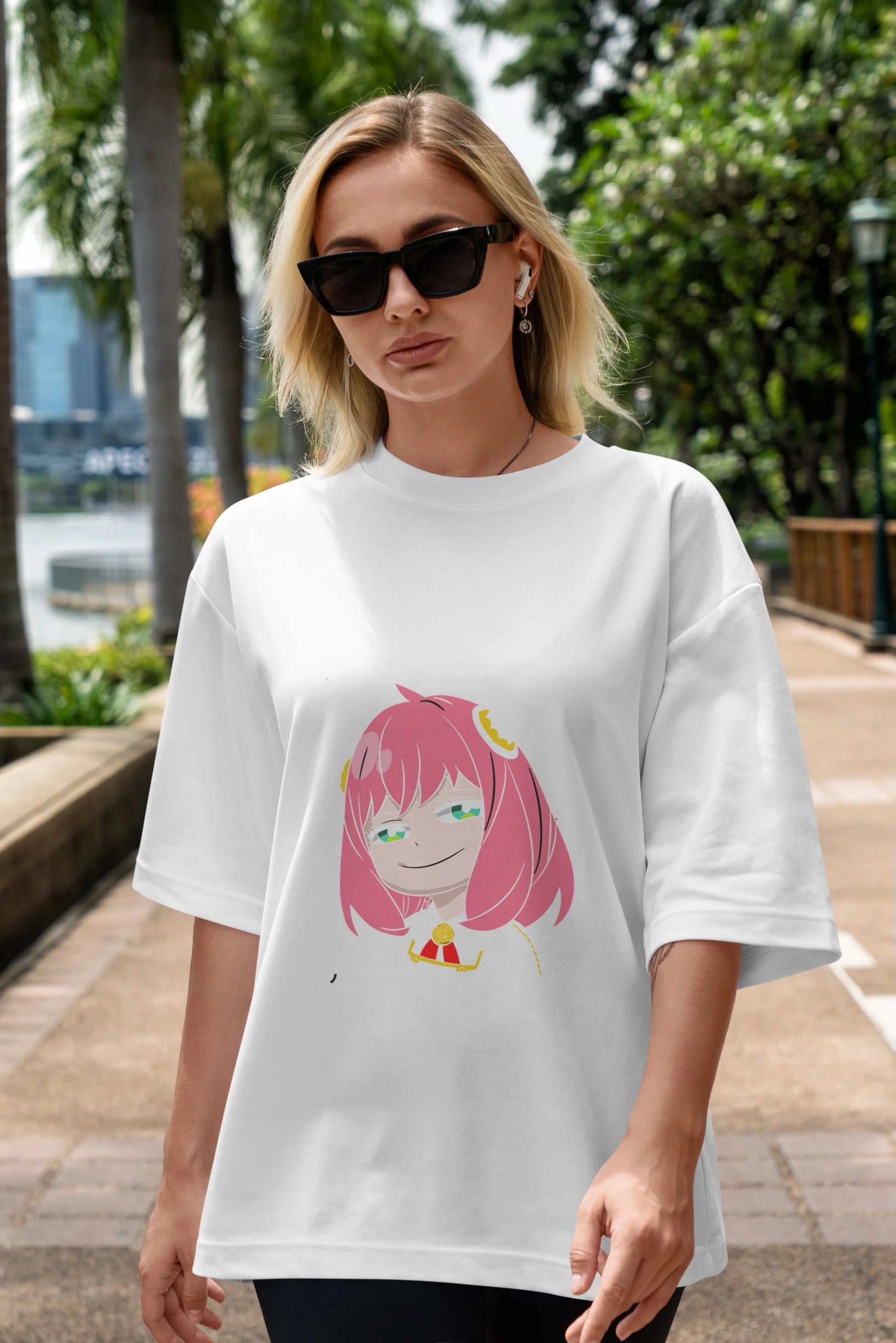 Anya SPYX FAMILY Anime Ön Baskılı Oversize t-shirt %100 pamuk Erkek Kadın Unisex