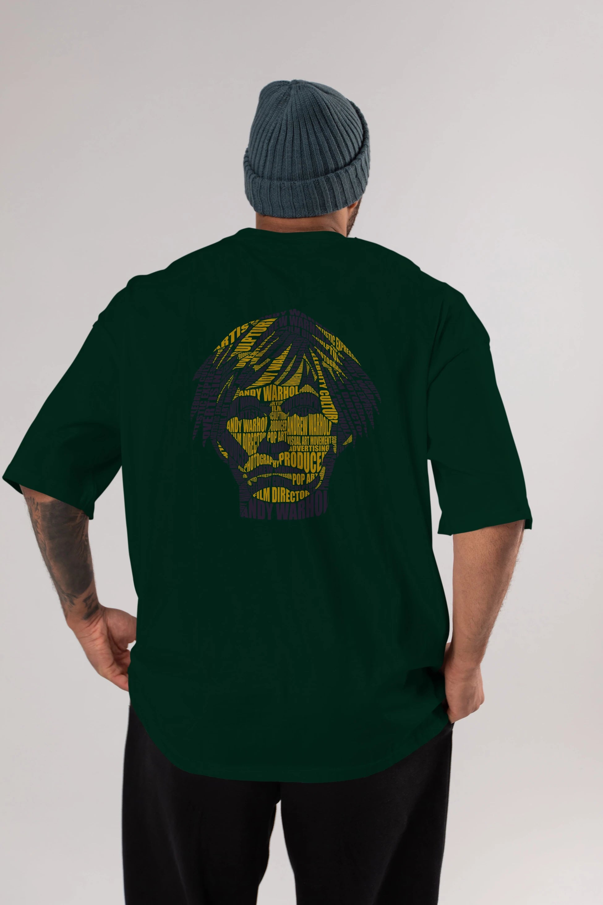 Andy Warhol Calligram Arka Baskılı Oversize t-shirt %100 pamuk Erkek Kadın Unisex