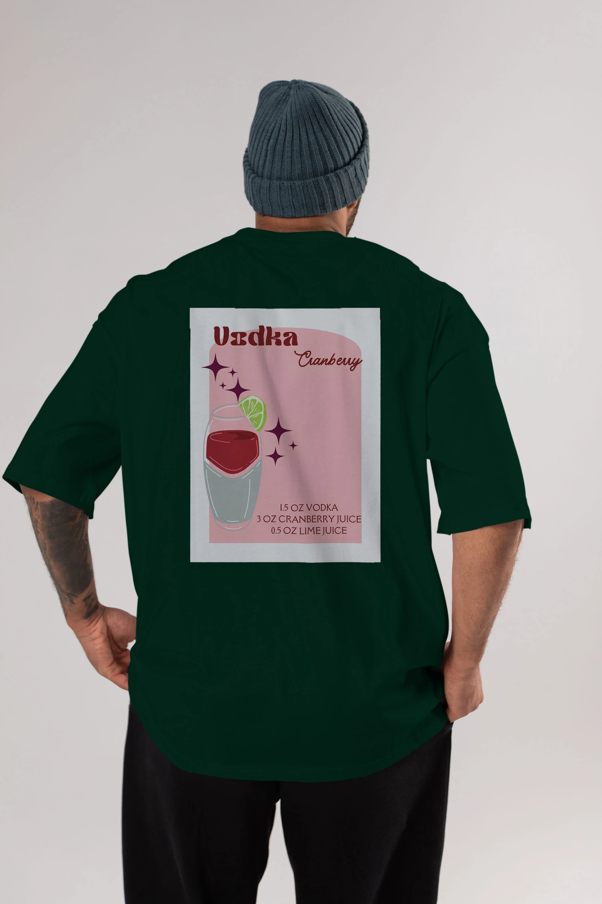 Vodka Cranberry 2 Arka Baskılı Oversize t-shirt Erkek Kadın Unisex %100 Pamuk Bisiklet Yaka tişort