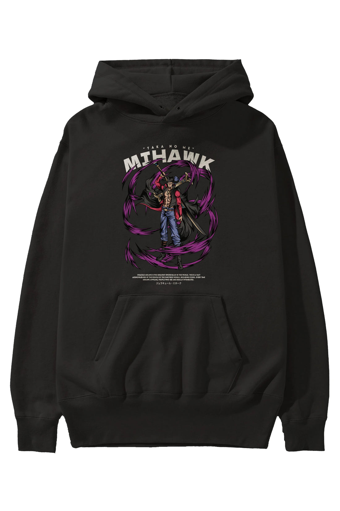Mihawk Anime Ön Baskılı Hoodie Oversize Kapüşonlu Sweatshirt Erkek Kadın Unisex