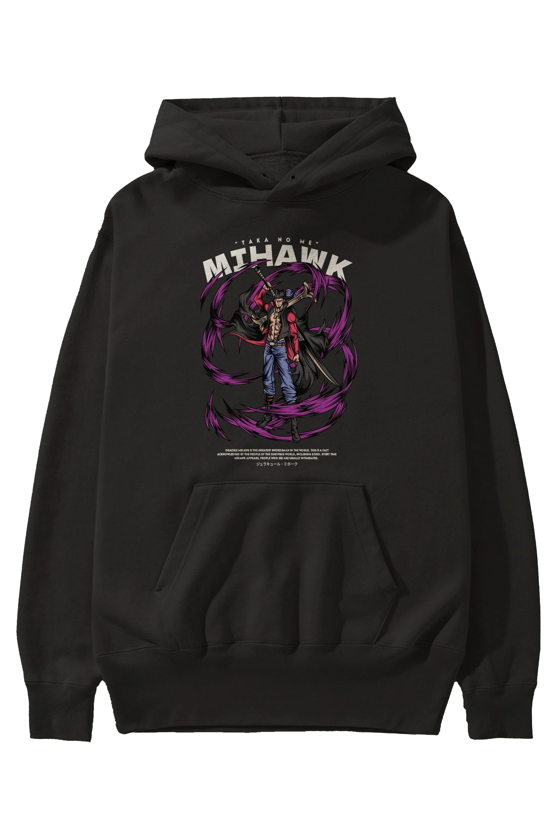 Mihawk Anime Ön Baskılı Hoodie Oversize Kapüşonlu Sweatshirt Erkek Kadın Unisex