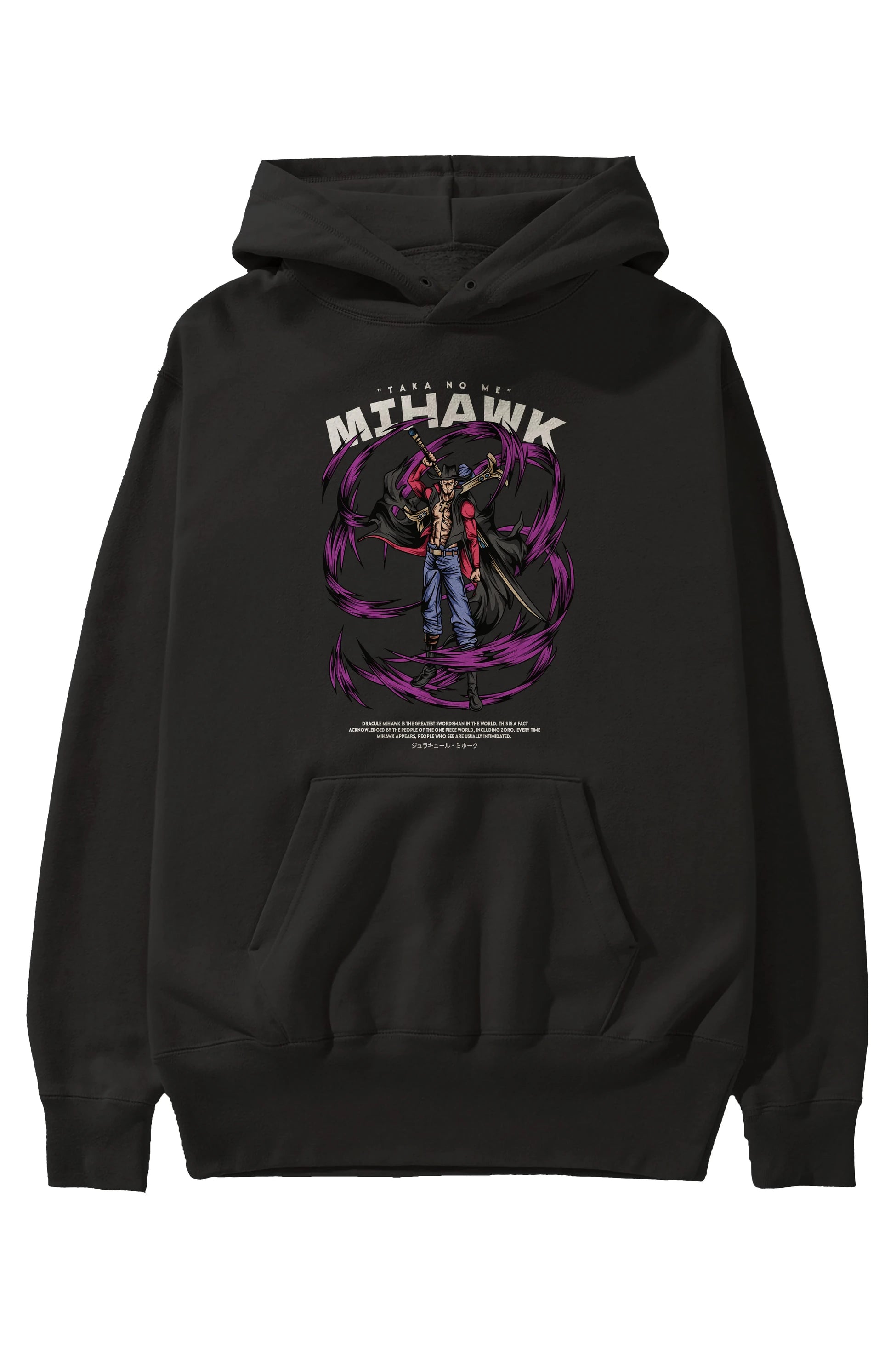 Mihawk Anime Ön Baskılı Hoodie Oversize Kapüşonlu Sweatshirt Erkek Kadın Unisex
