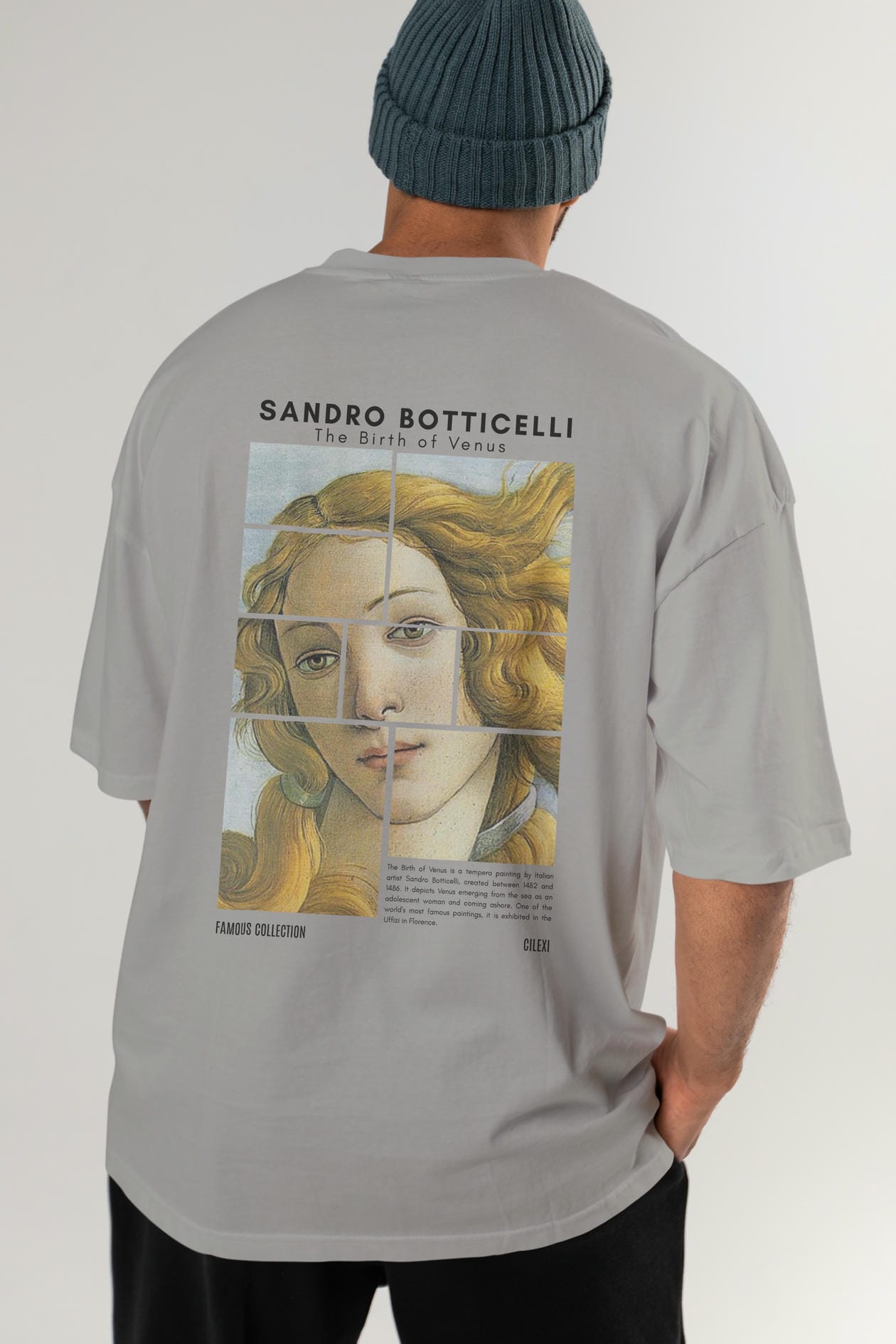 Sandro Botticelli Arka Baskılı Oversize t-shirt Erkek Kadın Bisiklet Yaka Pamuk tişort