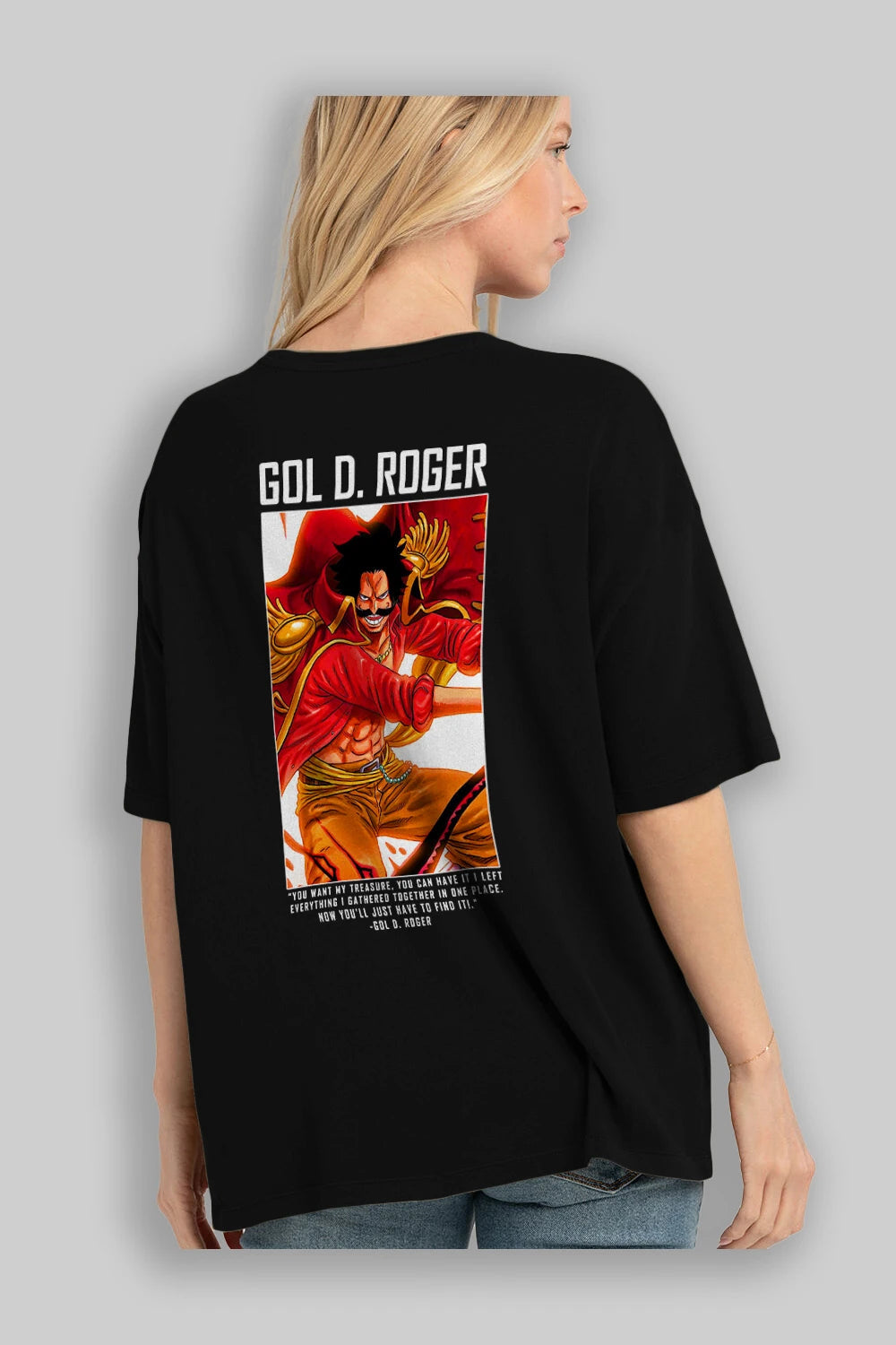 Gol D. Roger Anime Arka Baskılı Oversize t-shirt Erkek Kadın Unisex %100 pamuk tişort