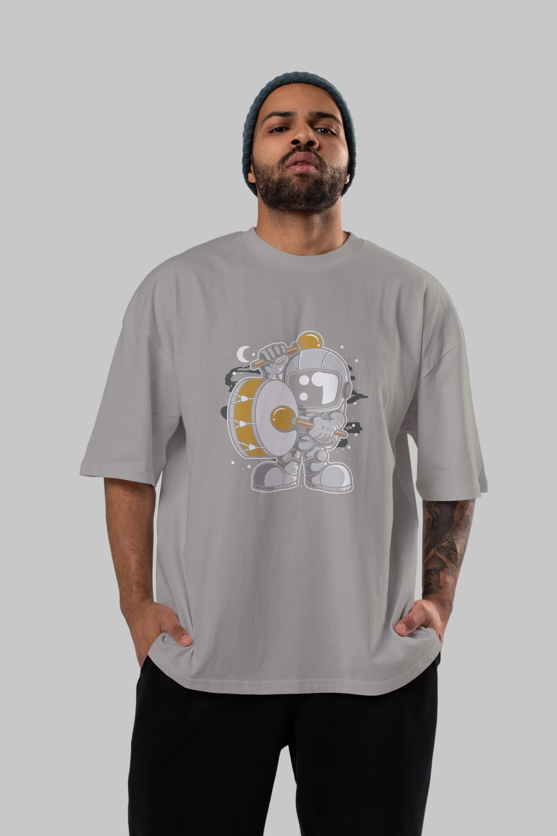 Astronaut Marching Band Ön Baskılı Oversize t-shirt Erkek Kadın Unisex