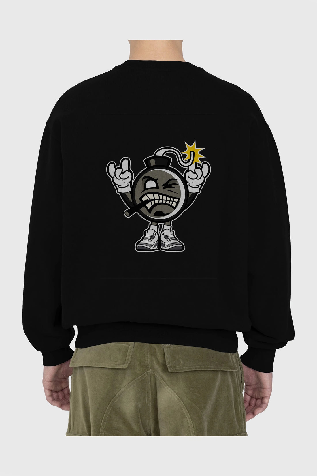 Evil Bomb Arka Baskılı Oversize Sweatshirt Erkek Kadın Unisex