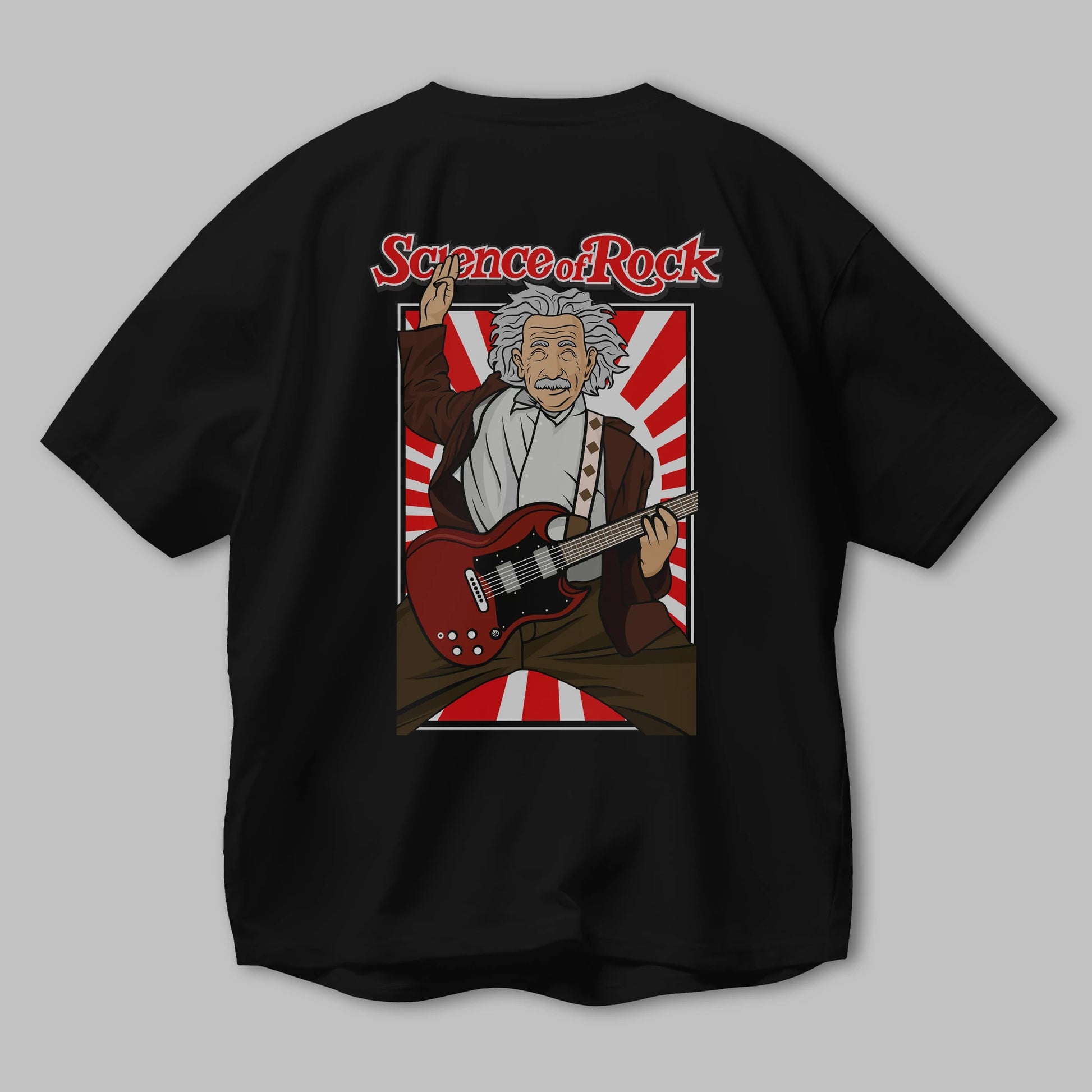 Einstein Science Of Rock Arka Baskılı Oversize t-shirt Erkek Kadın Unisex %100 Pamuk tişort