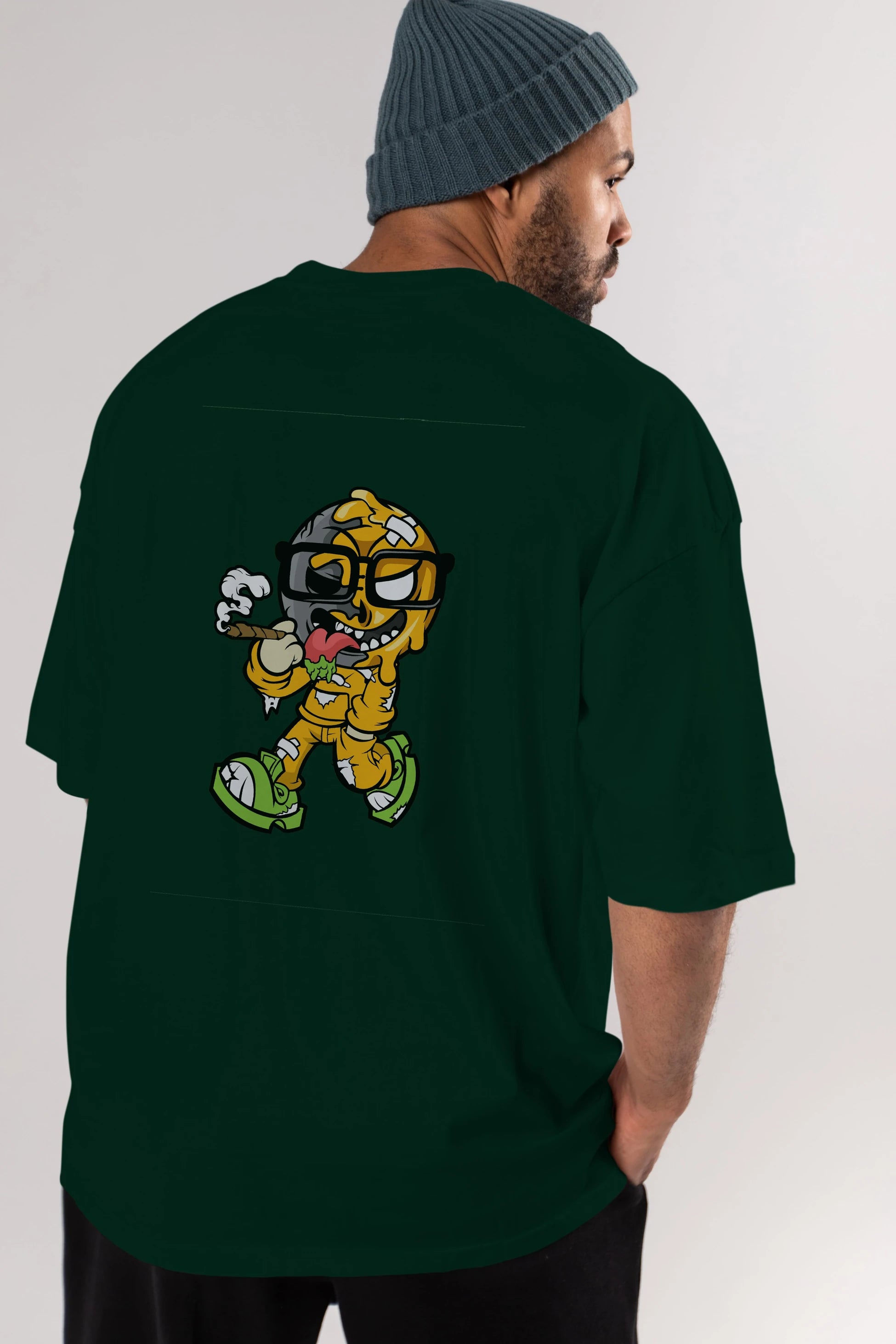 Eyeball Smoker Arka Baskılı Oversize t-shirt Erkek Kadın Unisex %100 Pamuk tişort