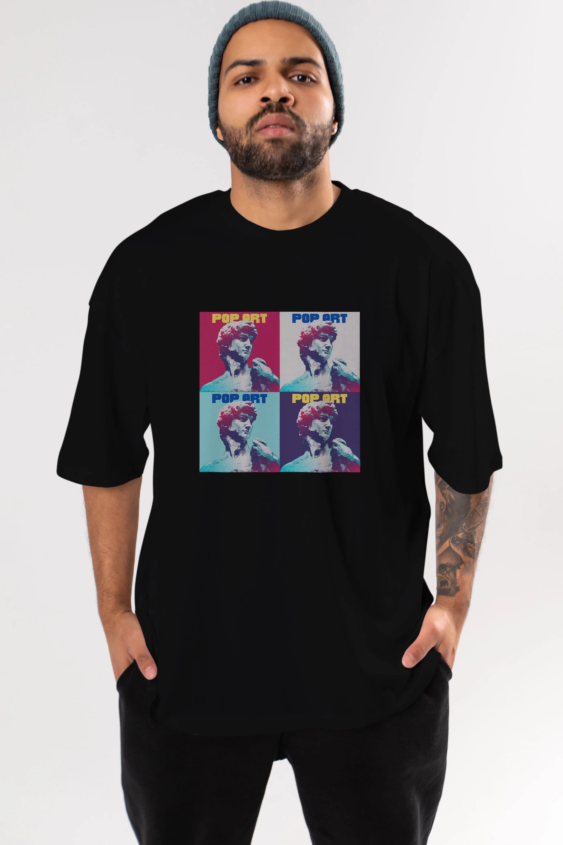Creative Pop Art Ön Baskılı Oversize t-shirt Erkek Kadın Unisex