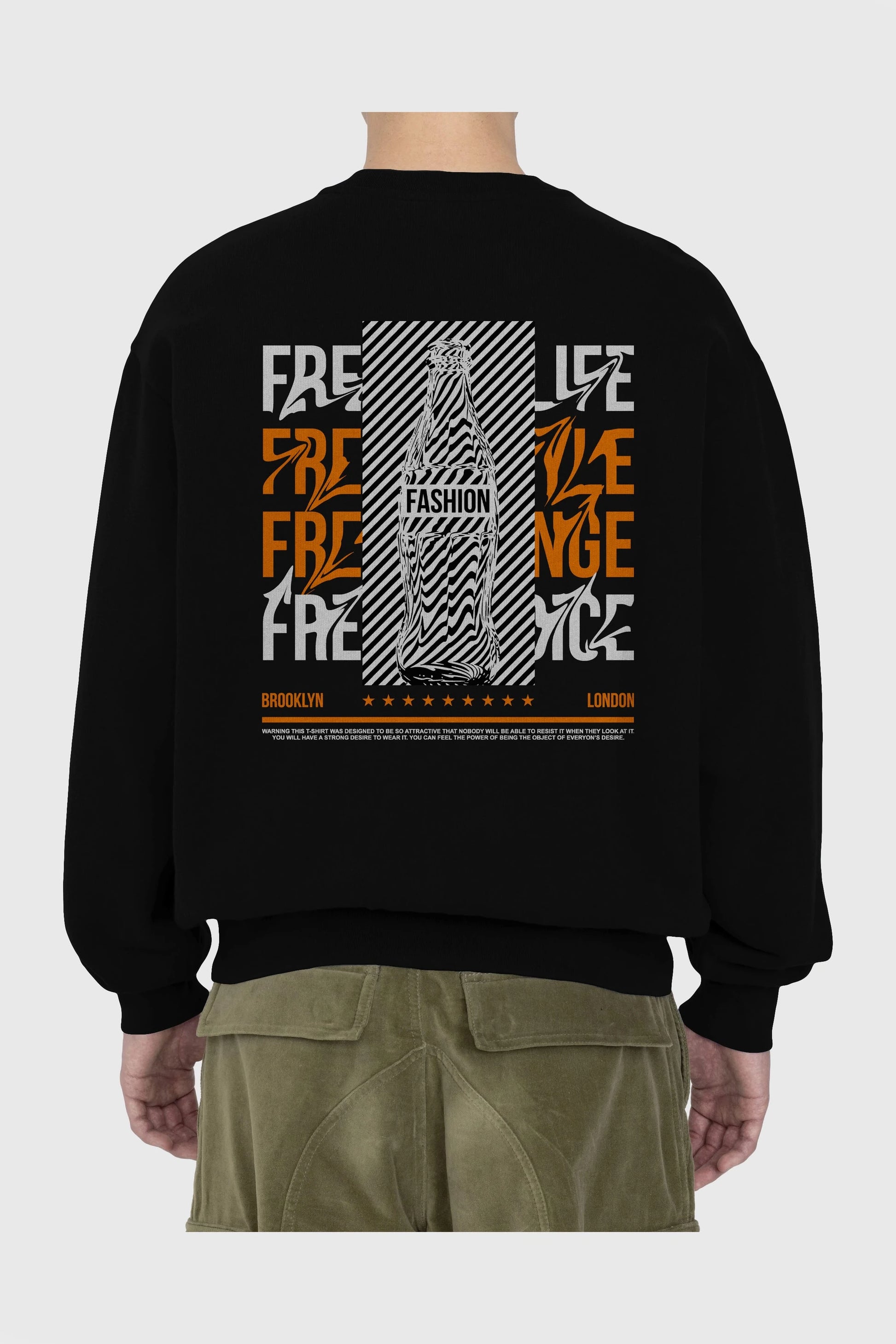 Freedom Life Arka Baskılı Oversize Sweatshirt Erkek Kadın Unisex