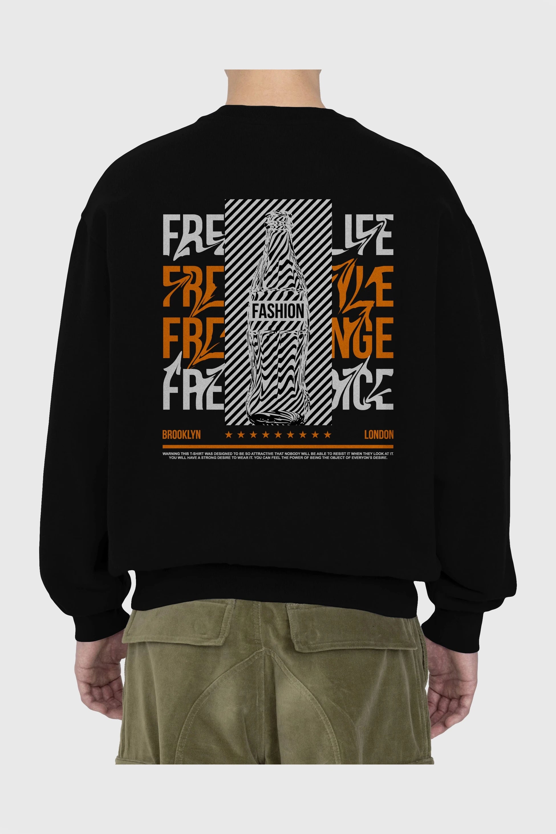 Freedom Life Arka Baskılı Oversize Sweatshirt Erkek Kadın Unisex
