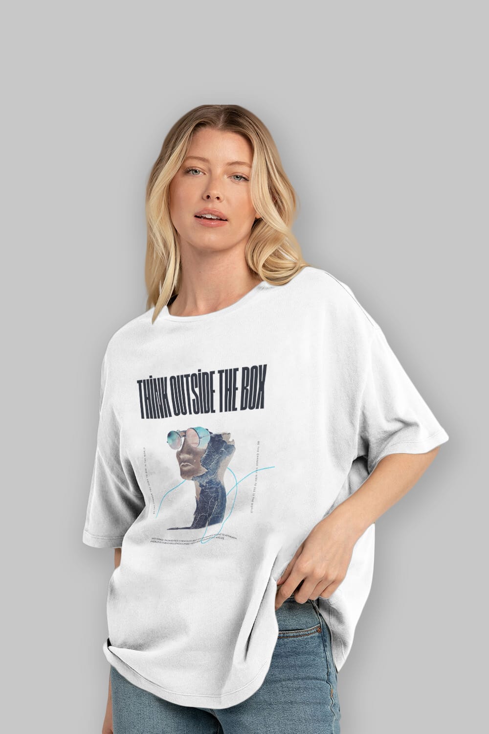 Think Outside The Box Ön Baskılı Oversize t-shirt Erkek Kadın Unisex