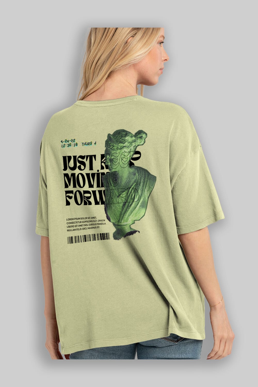 Just Keep Moving Forward Yazılı Arka Baskılı Oversize t-shirt Erkek Kadın Unisex