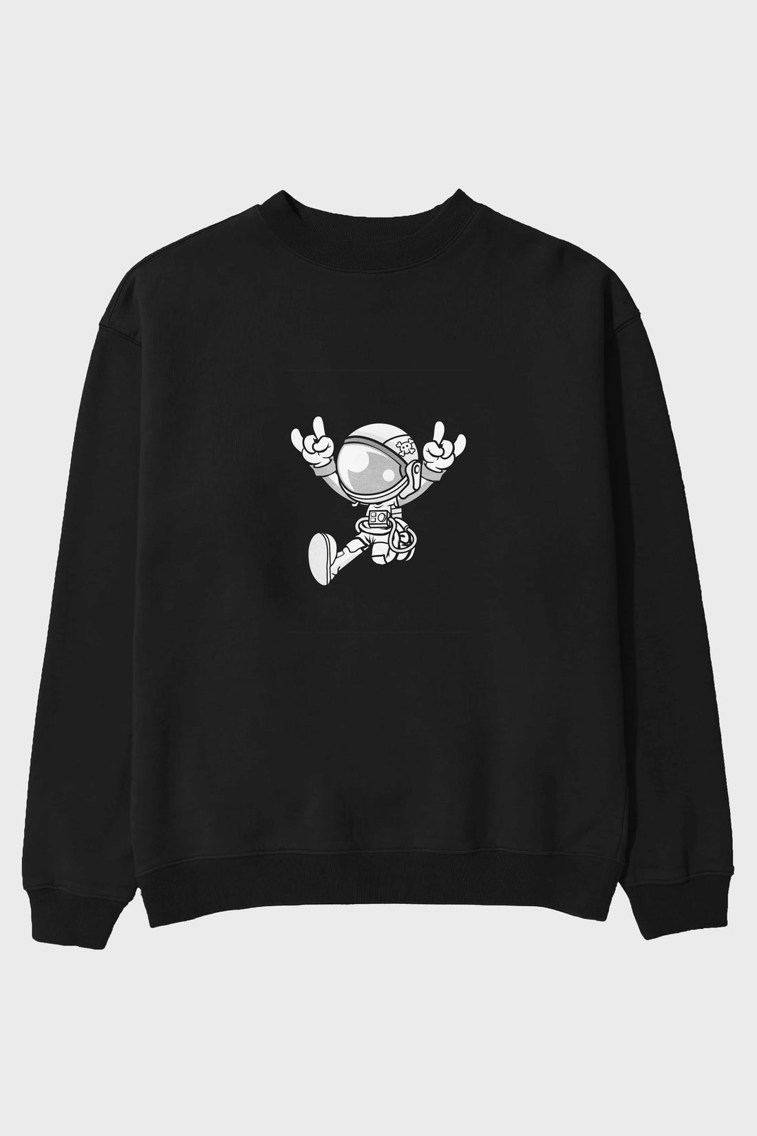 Astronaut Metal Ön Baskılı Oversize Sweatshirt Erkek Kadın Unisex