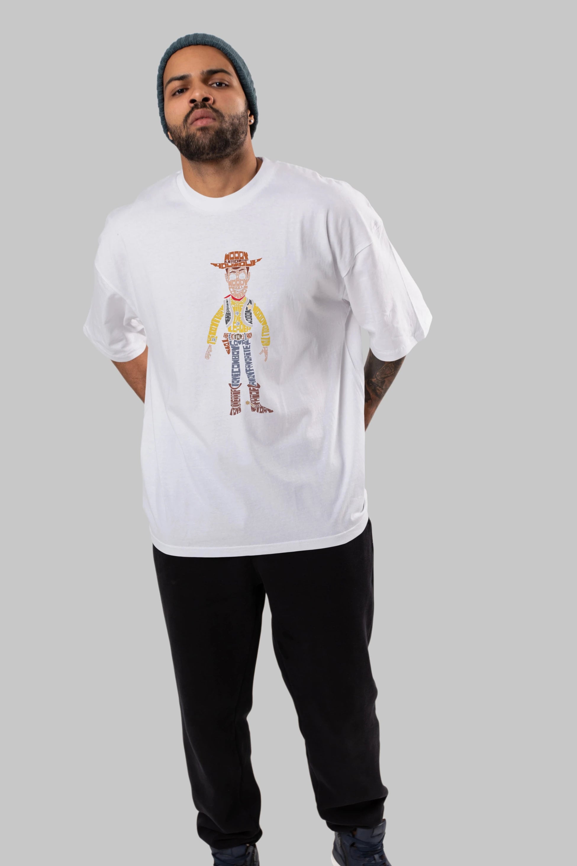 Woody Ön Baskılı Oversize t-shirt %100 pamuk Erkek Kadın Unisex
