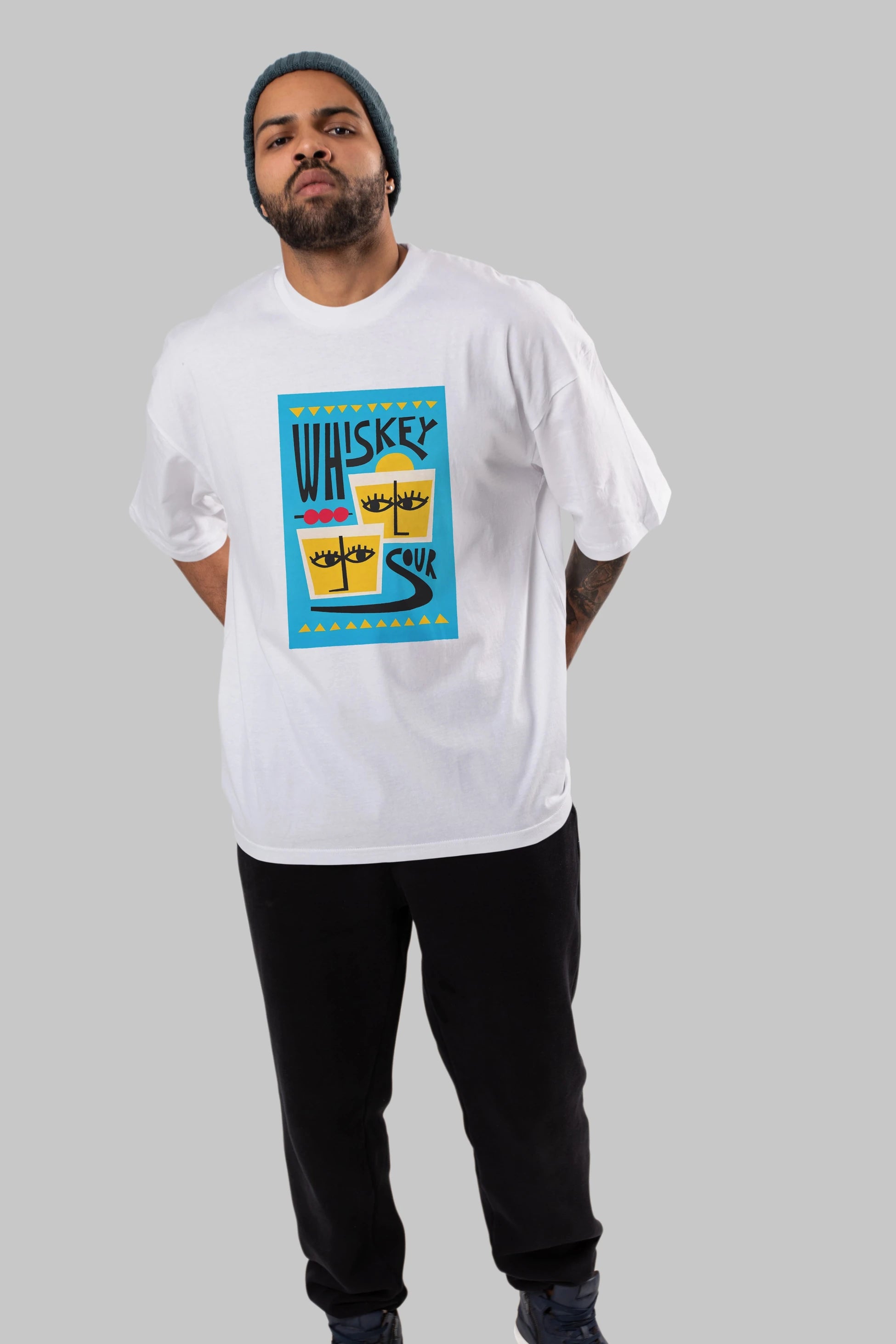 Whiskey Sour 2 Ön Baskılı Oversize t-shirt Erkek Kadın Unisex %100 Pamuk Bisiklet Yaka tişort