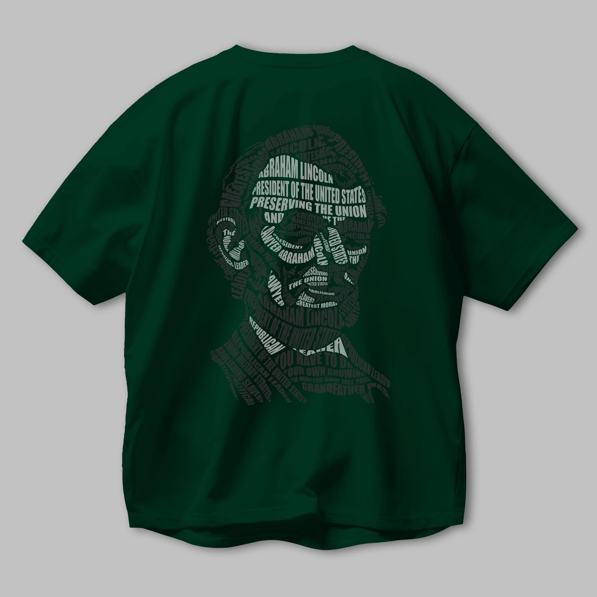 Abraham Lincoln Calligram Arka Baskılı Oversize t-shirt %100 pamuk Erkek Kadın Unisex