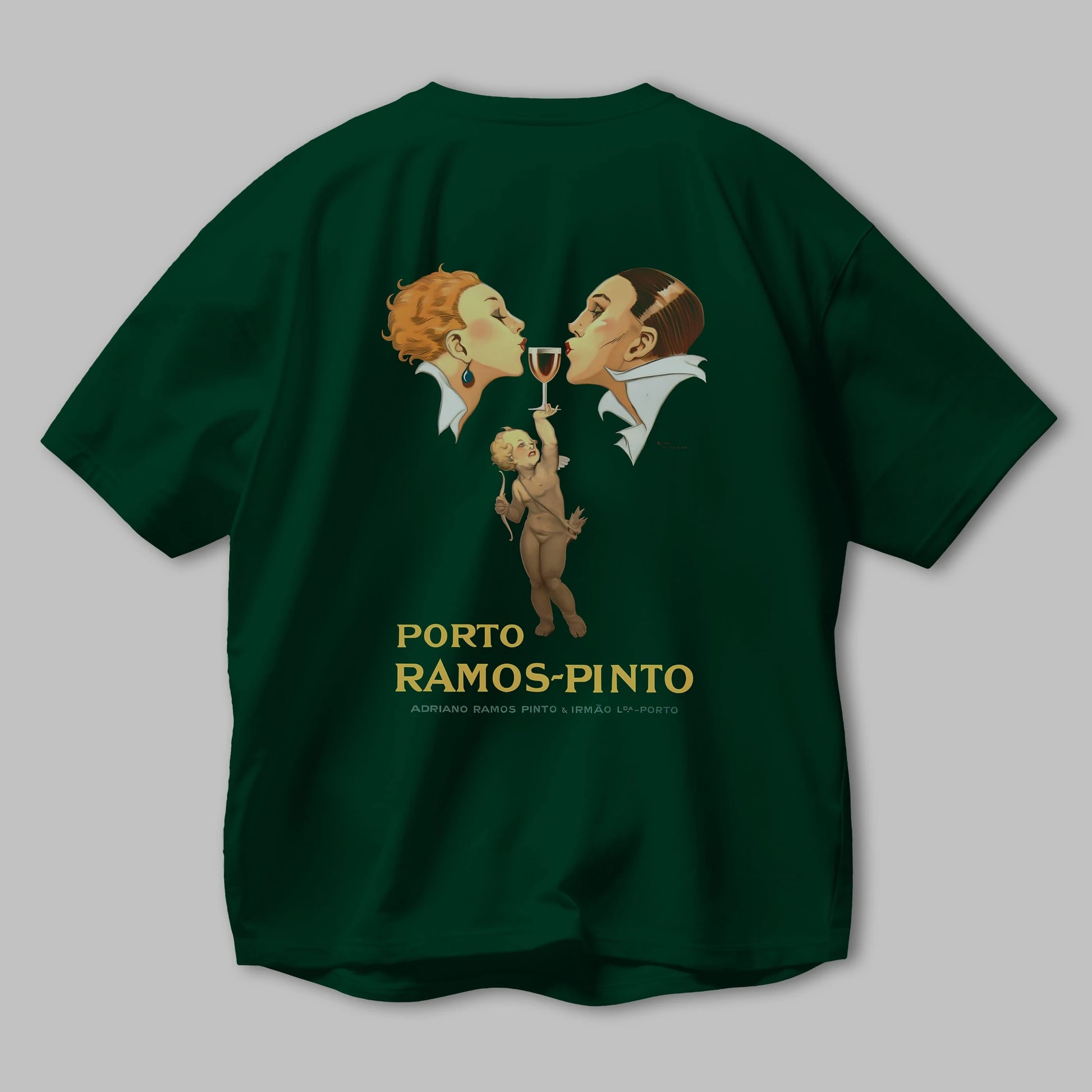 Porto Ramos Pinto Arka Baskılı Oversize t-shirt Erkek Kadın Unisex %100 Pamuk Bisiklet Yaka tişort