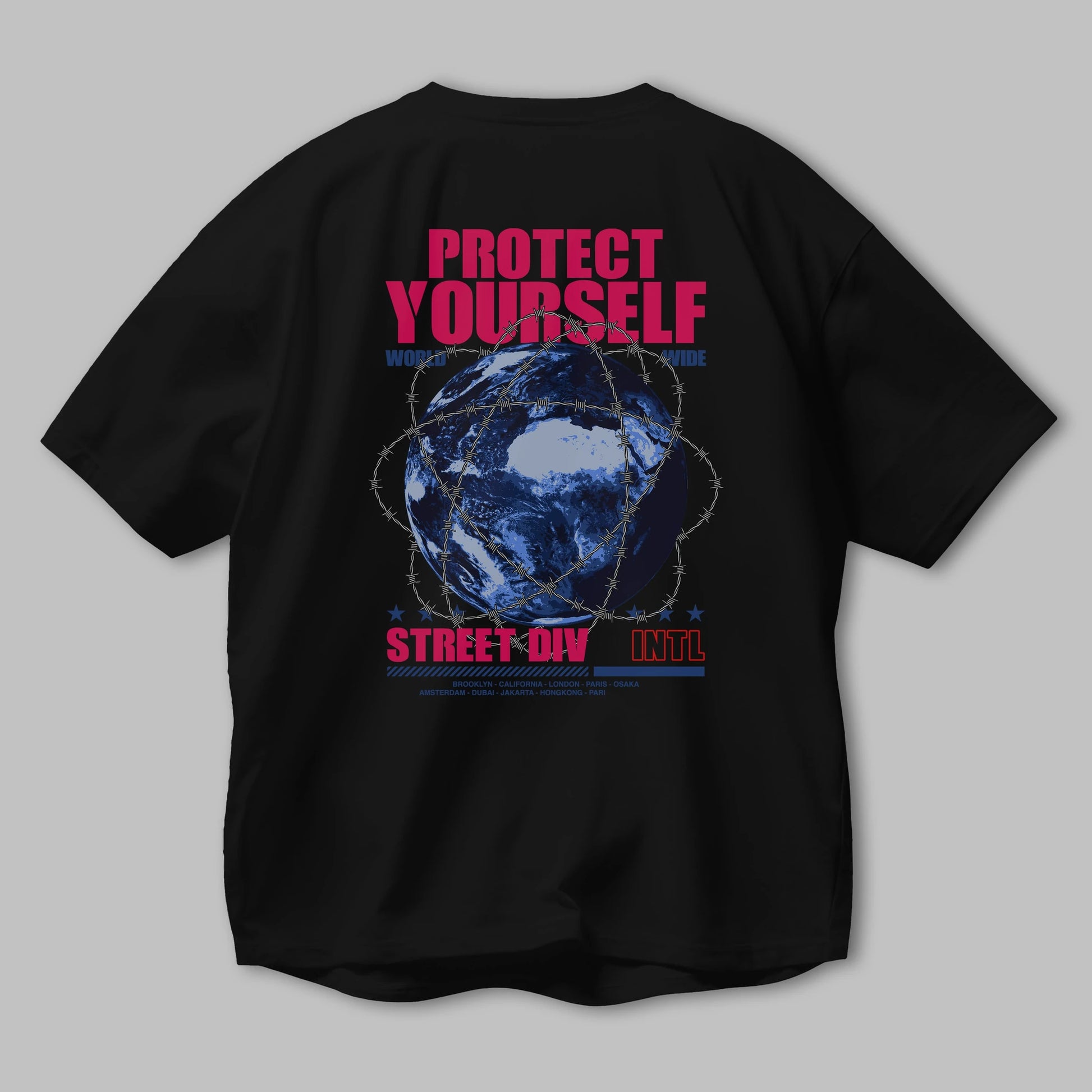 Protect Yourself Arka Baskılı Oversize t-shirt Erkek Kadın Unisex