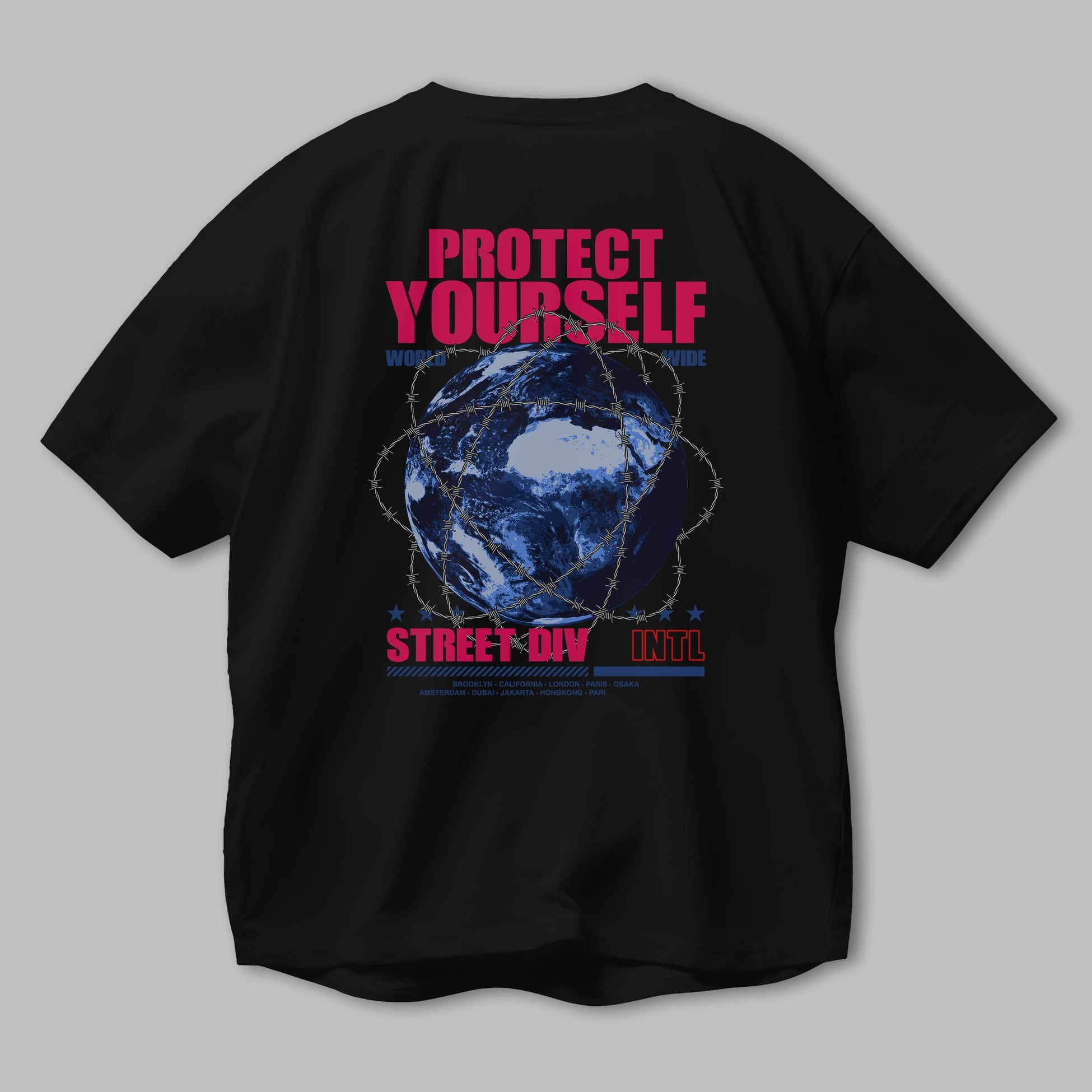 Protect Yourself Arka Baskılı Oversize t-shirt Erkek Kadın Unisex
