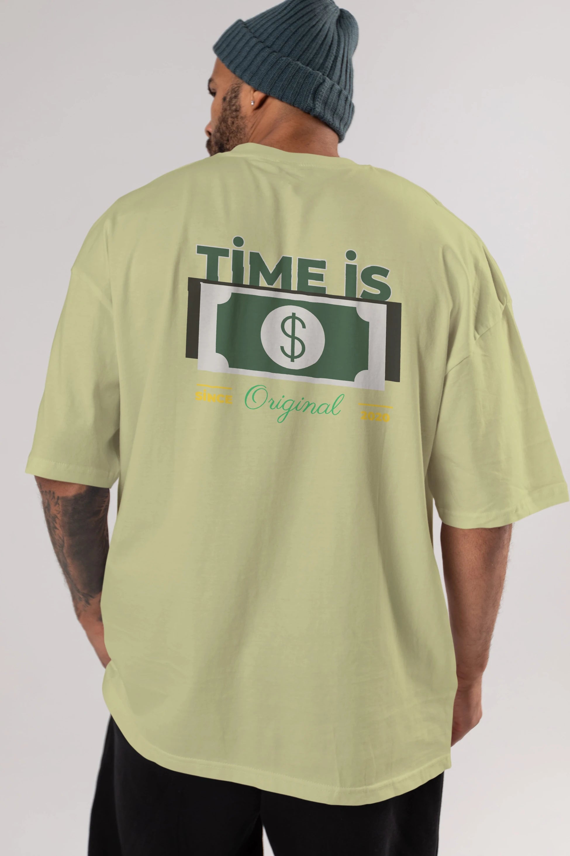 Time is Original Arka Baskılı Oversize t-shirt Erkek Kadın Unisex
