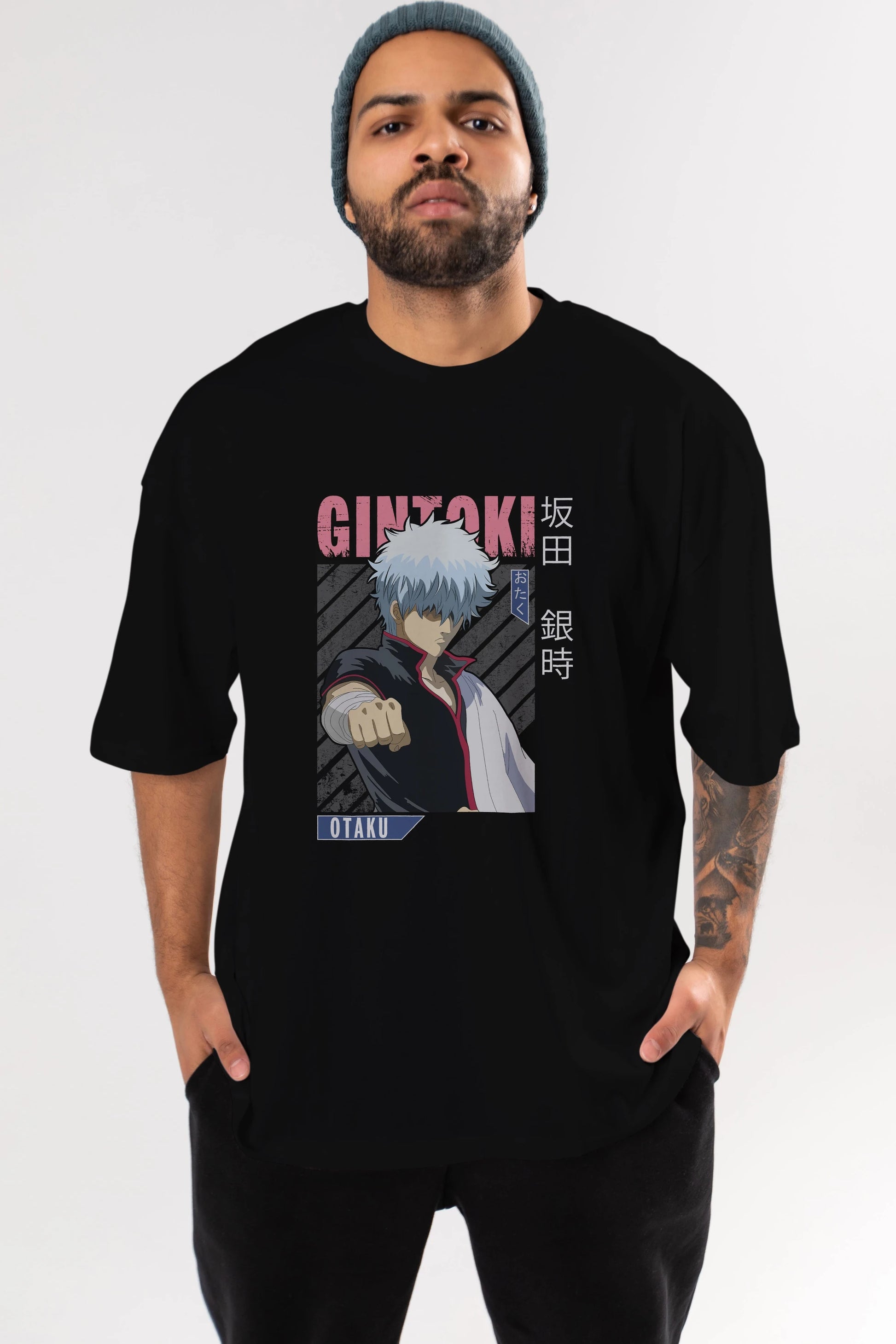 Gintoki Sakata GINTAMA 2 Anime Ön Baskılı Oversize t-shirt %100 pamuk Erkek Kadın Unisex