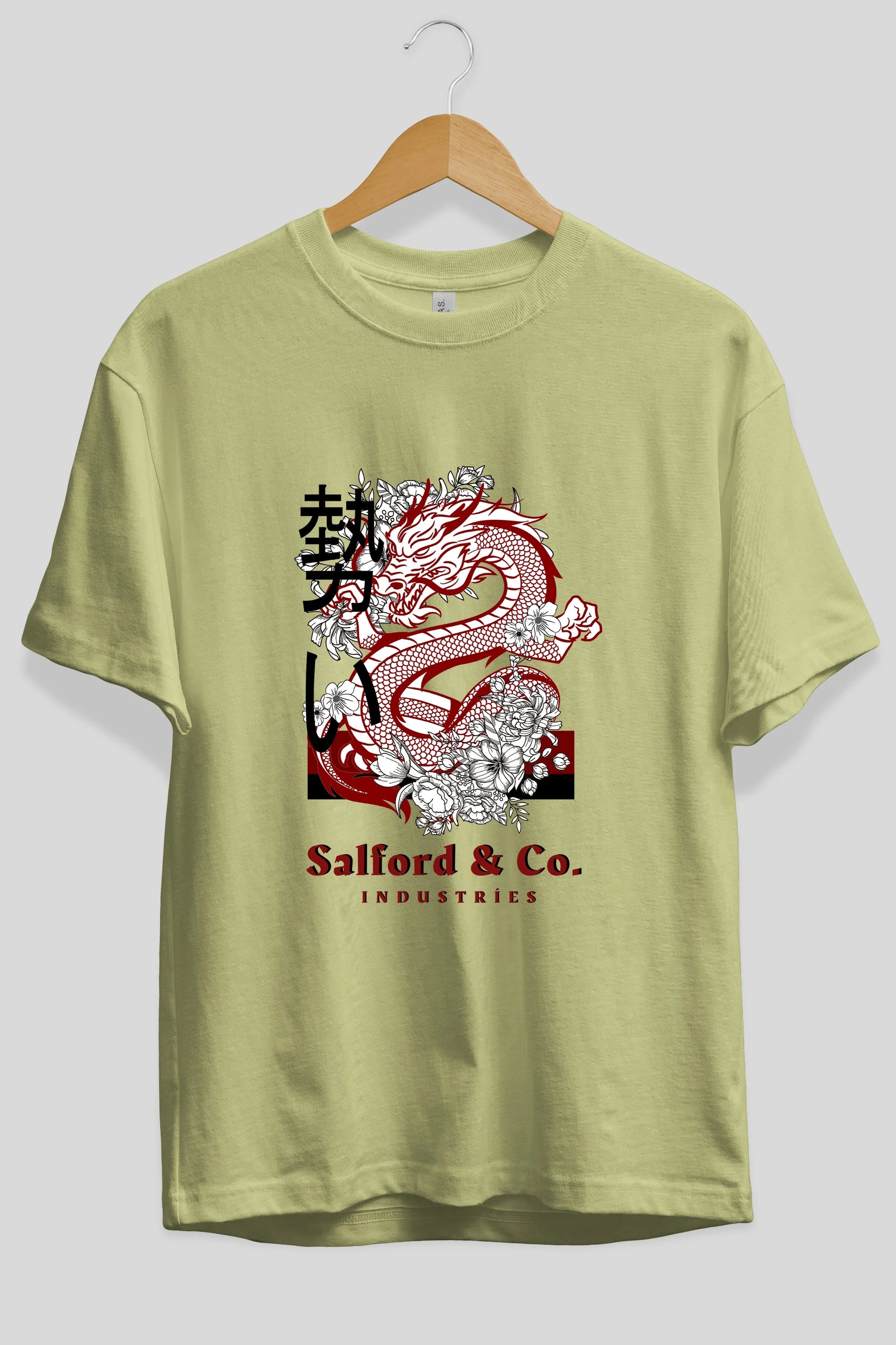 Dragon Ön Baskılı Oversize t-shirt Erkek Kadın Unisex