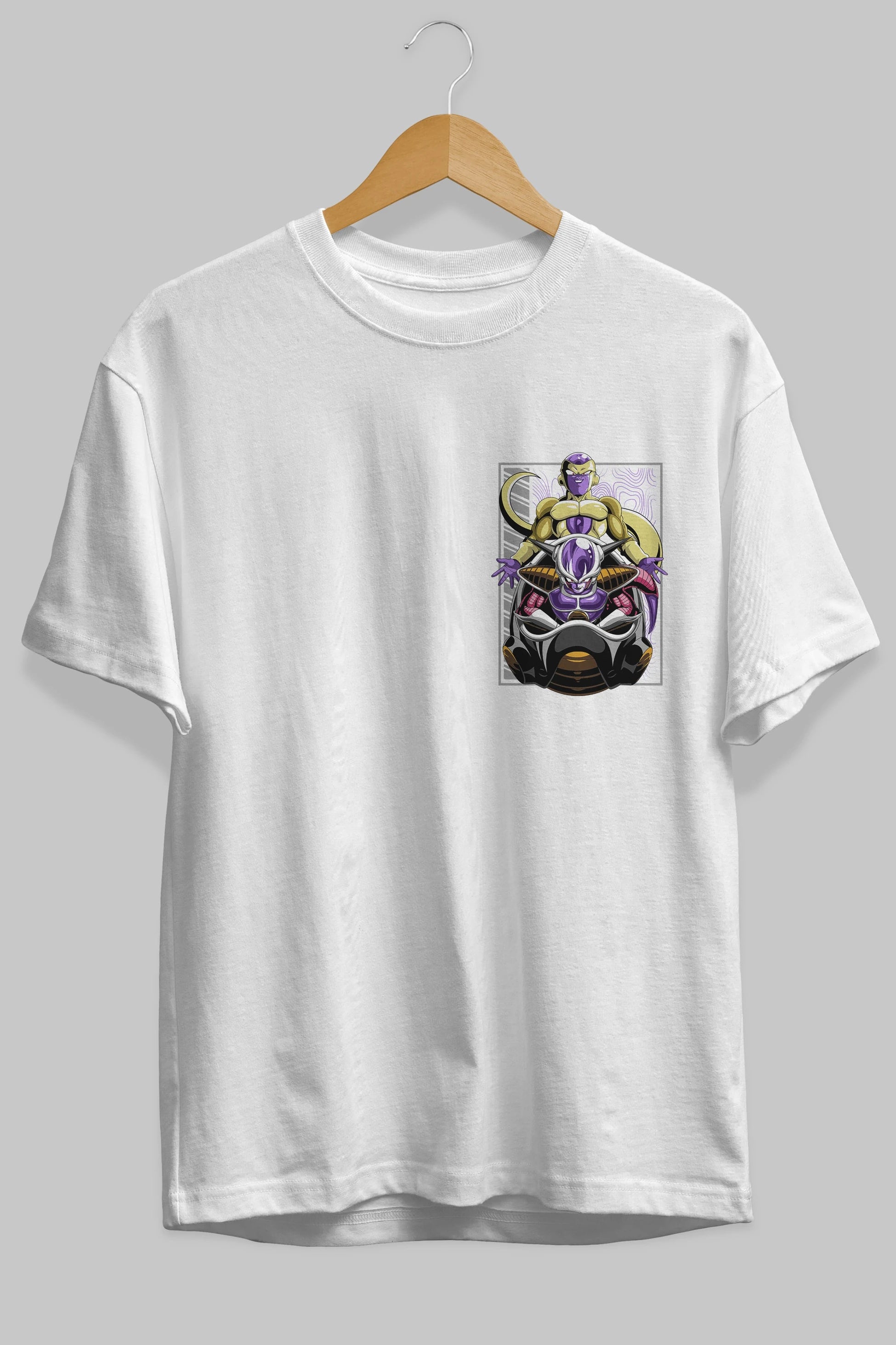 DragonBall Freezer Ön Sol Baskılı Oversize t-shirt Erkek Kadın Unisex %100 Pamuk Bisiklet Yaka tişort