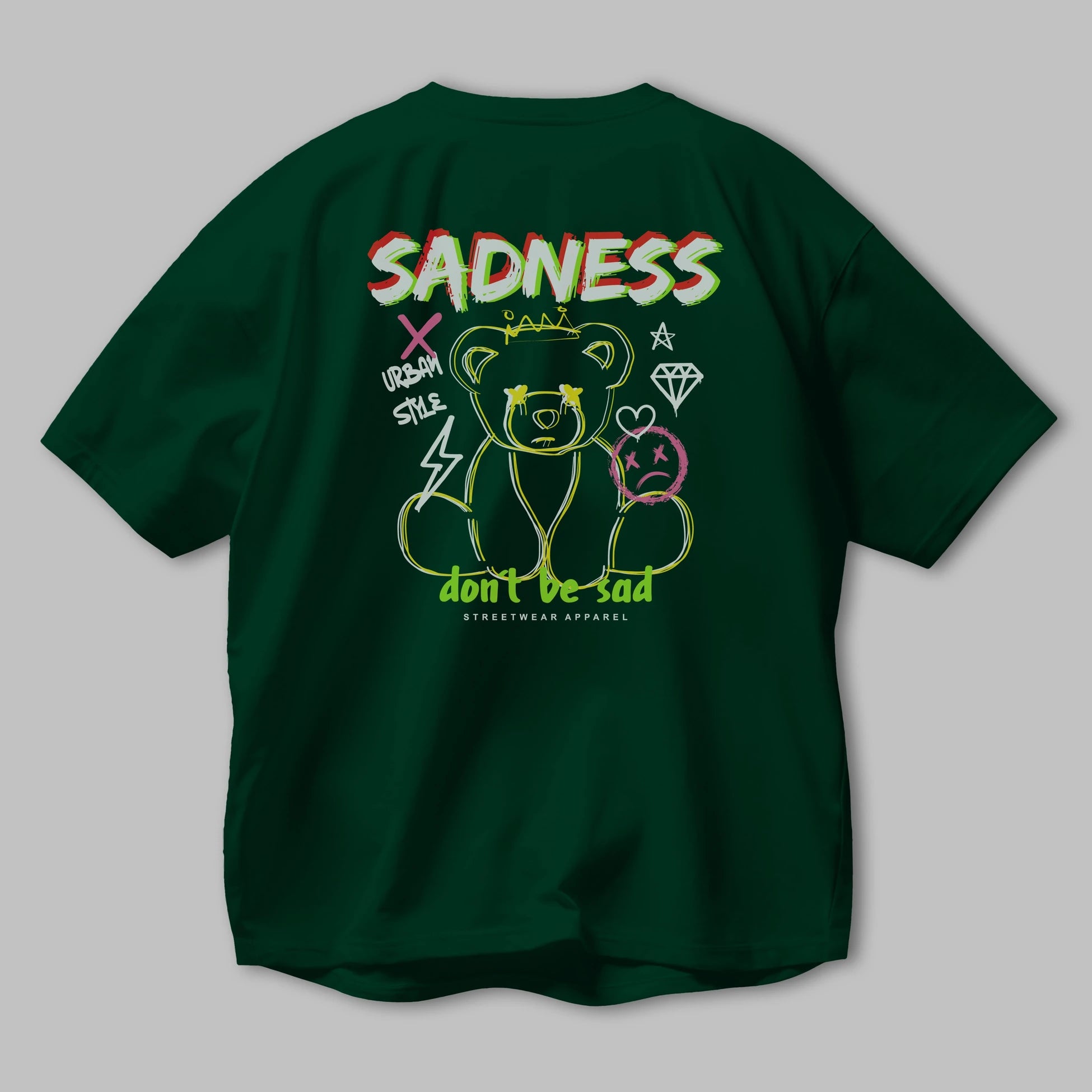 Teddy Bear Sadness Arka Baskılı Oversize t-shirt Erkek Kadın Unisex