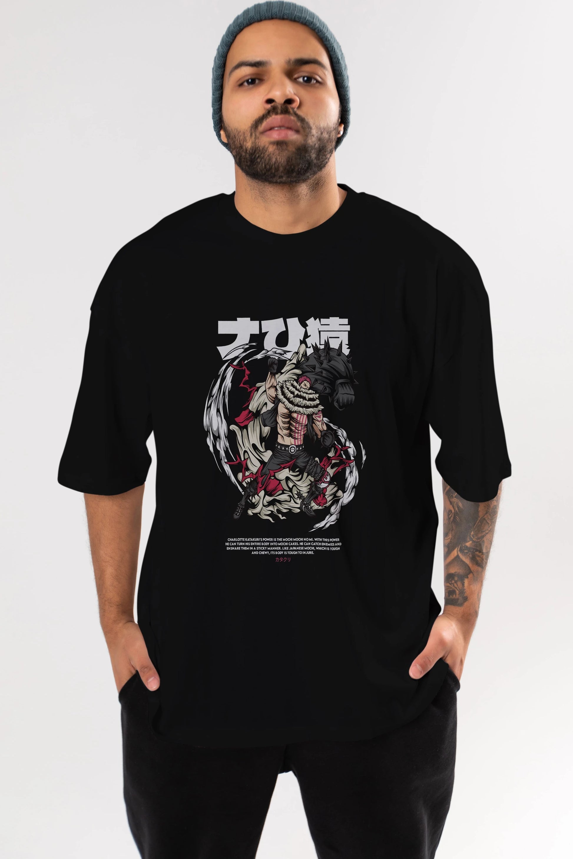 Katakuri Anime Ön Baskılı Oversize t-shirt %100 pamuk Erkek Kadın Unisex