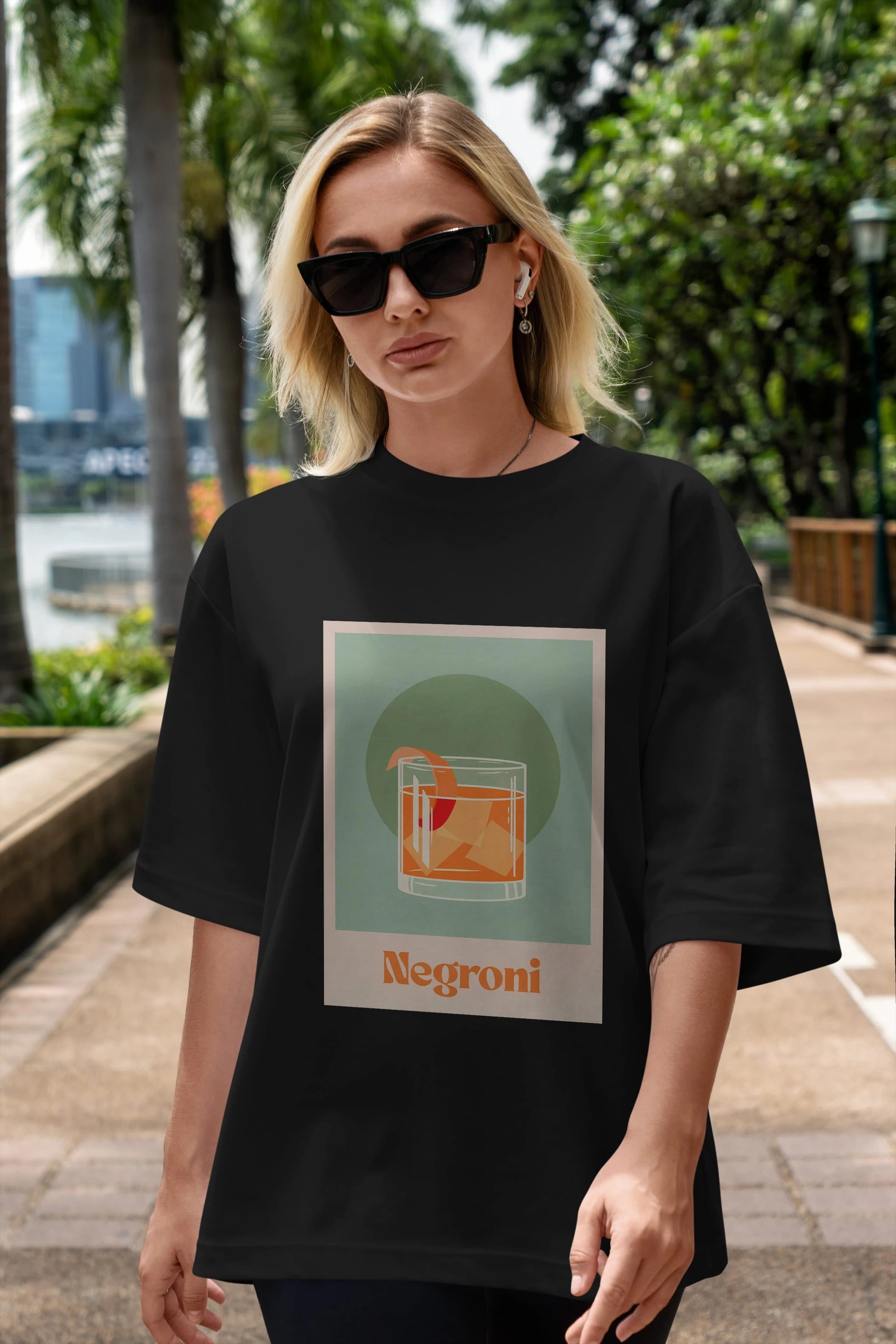 Negroni 5 Ön Baskılı Oversize t-shirt Erkek Kadın Unisex %100 Pamuk Bisiklet Yaka tişort