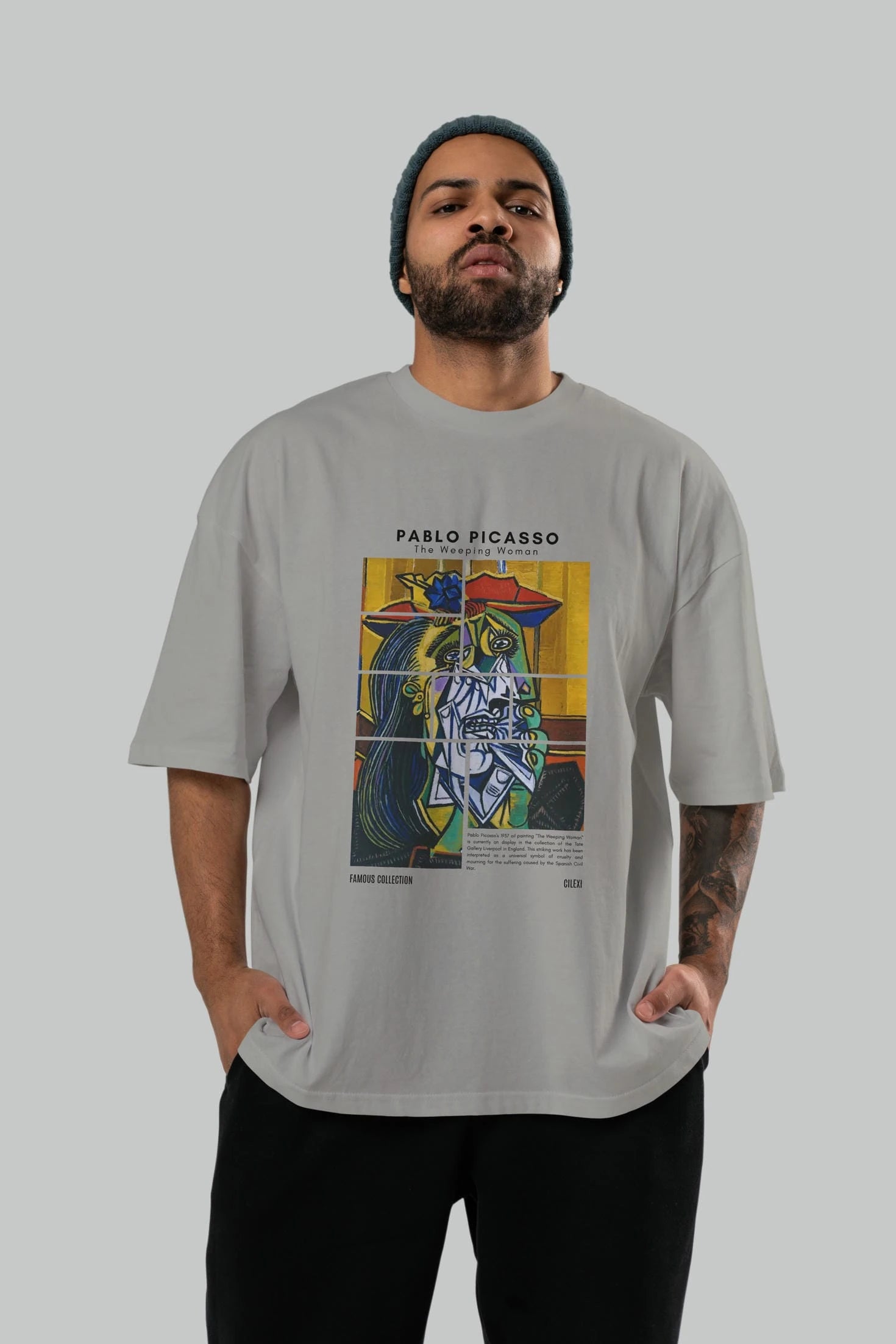 Pablo Picasso ön Baskılı Oversize t-shirt Erkek Kadın Bisiklet Yaka Pamuk tişort