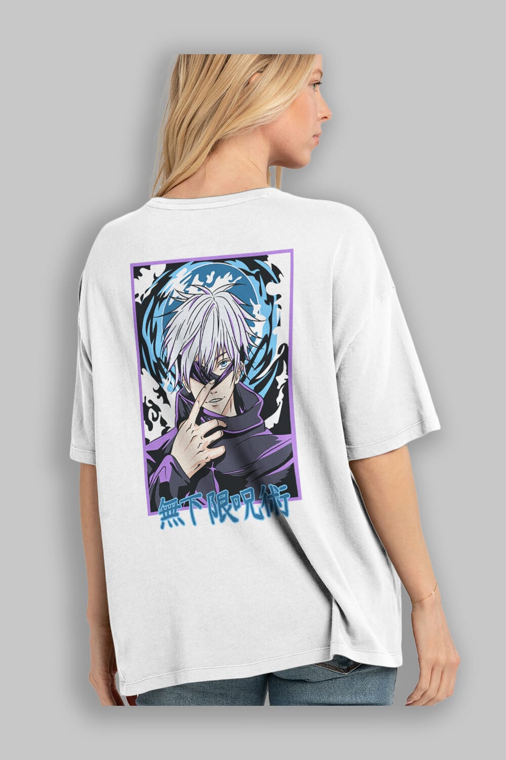 SATORU GOJO 3 Anime Arka Baskılı Oversize t-shirt Erkek Kadın Unisex
