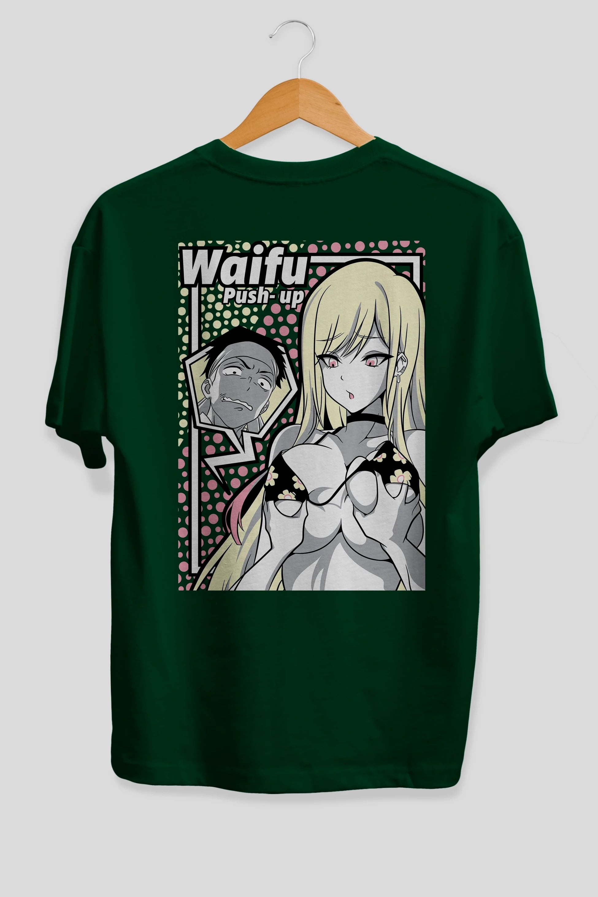 Waifu PushUp Anime Arka Baskılı Oversize t-shirt Erkek Kadın Unisex