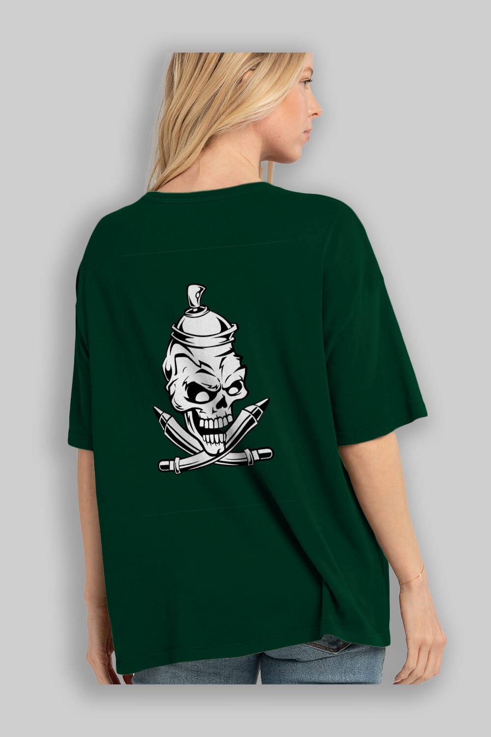 Skull Grafity Arka Baskılı Oversize t-shirt Erkek Kadın Unisex %100 Pamuk tişort