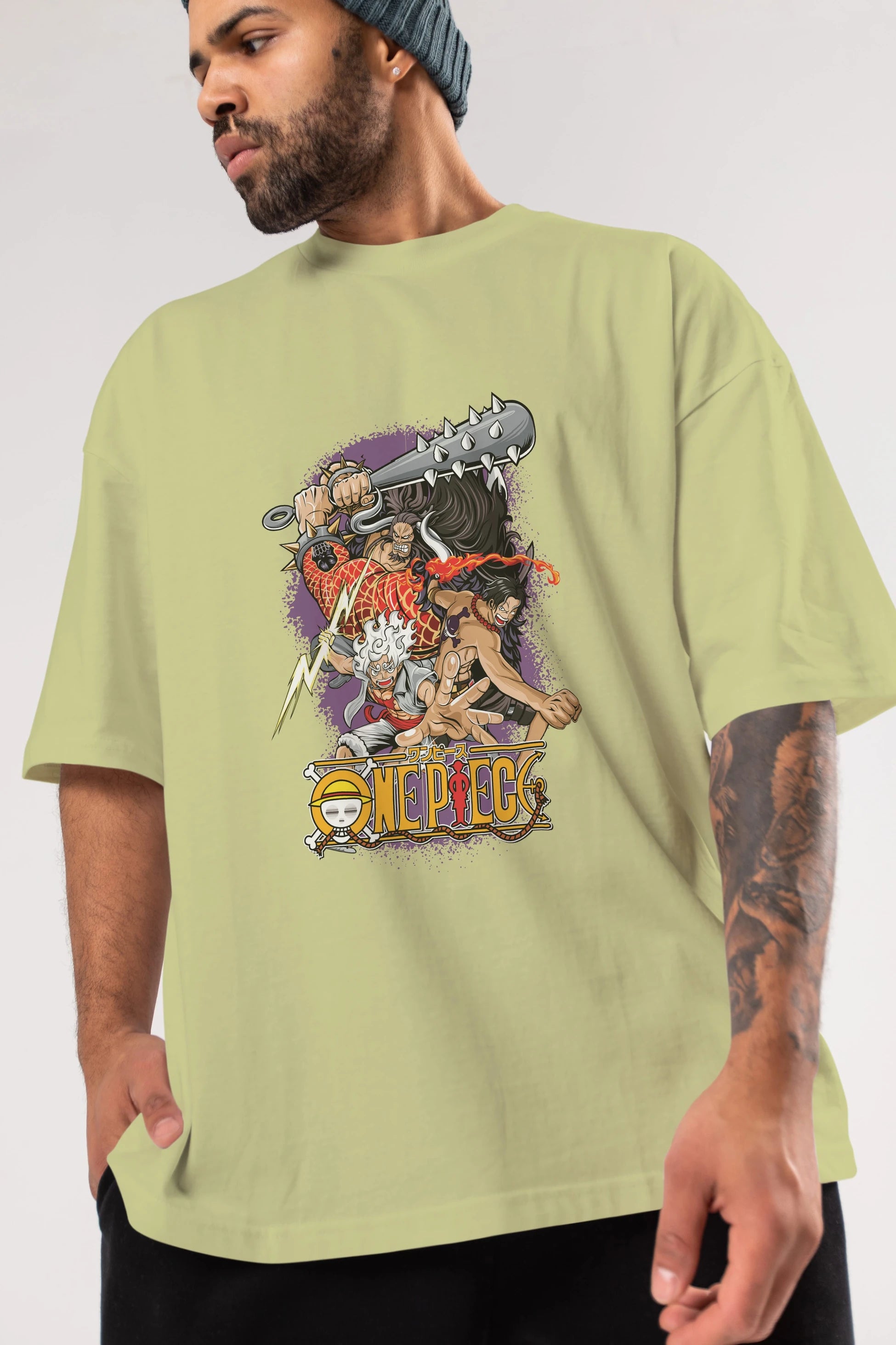 ONE PIECE (6) Anime Ön Baskılı Oversize t-shirt %100 pamuk Erkek Kadın Unisex