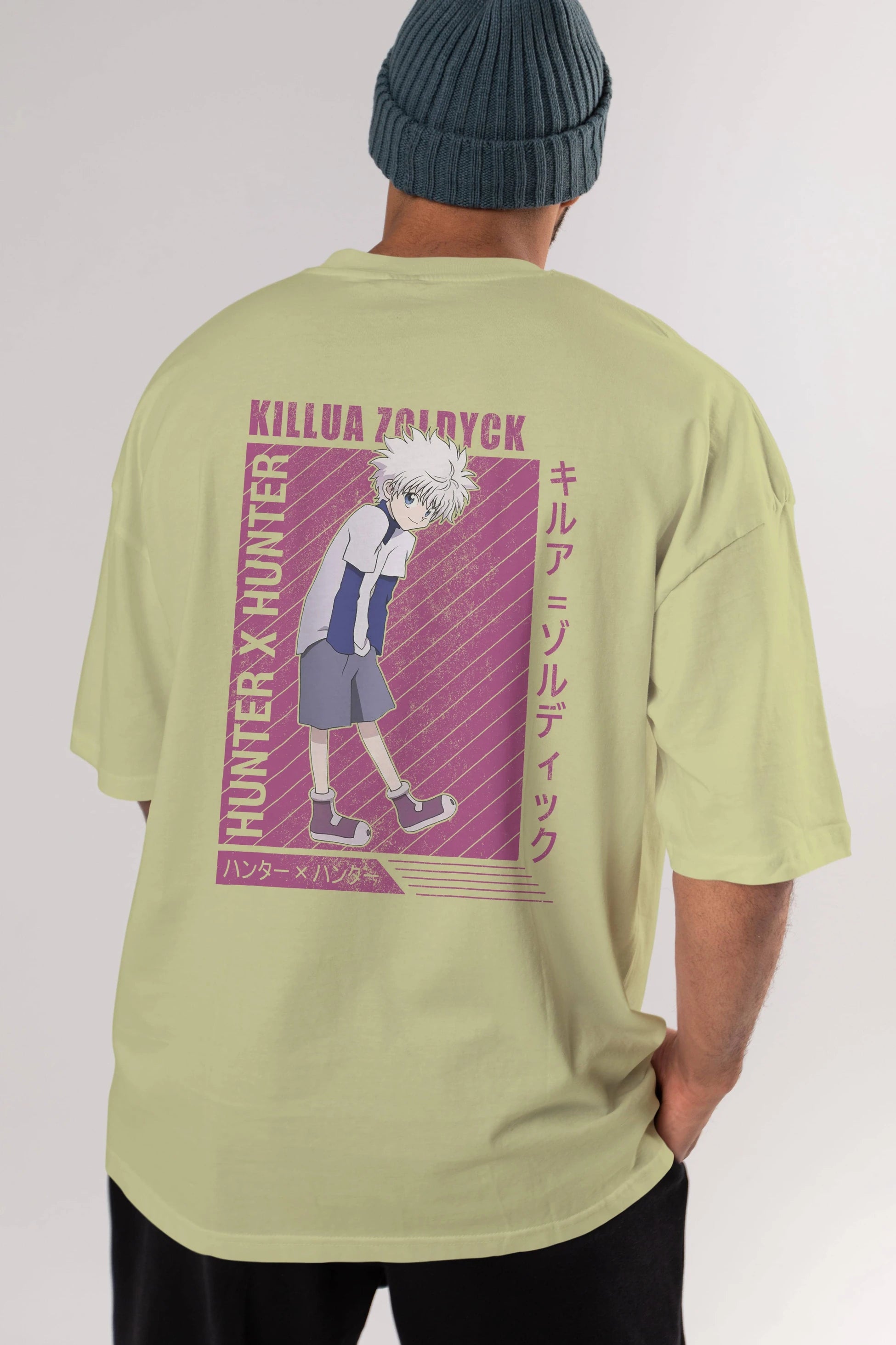 Killua Zoldyck 3 1 Anime Arka Baskılı Oversize t-shirt Erkek Kadın Unisex
