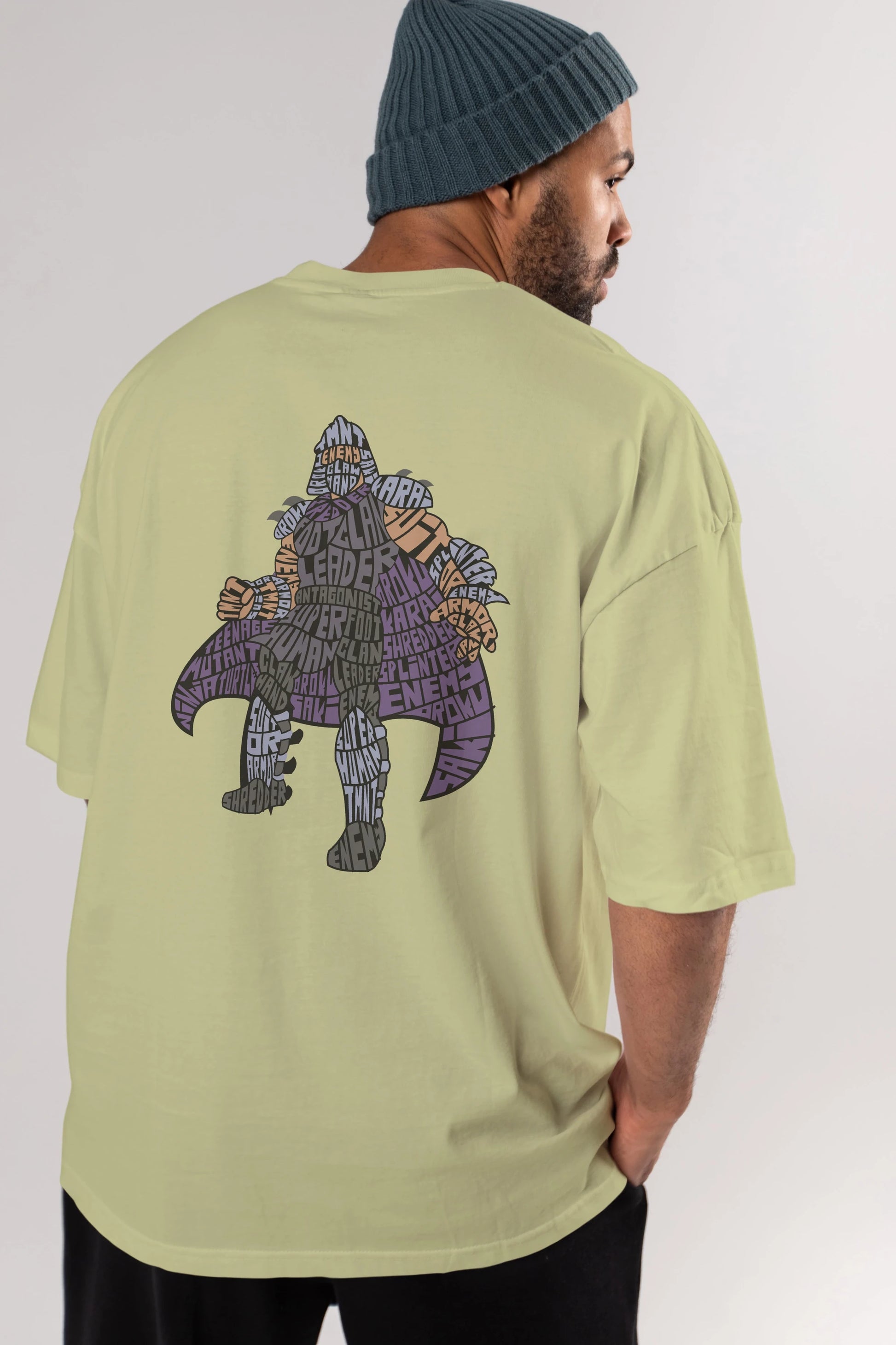 Foot Clan Leader Arka Baskılı Oversize t-shirt %100 pamuk Erkek Kadın Unisex