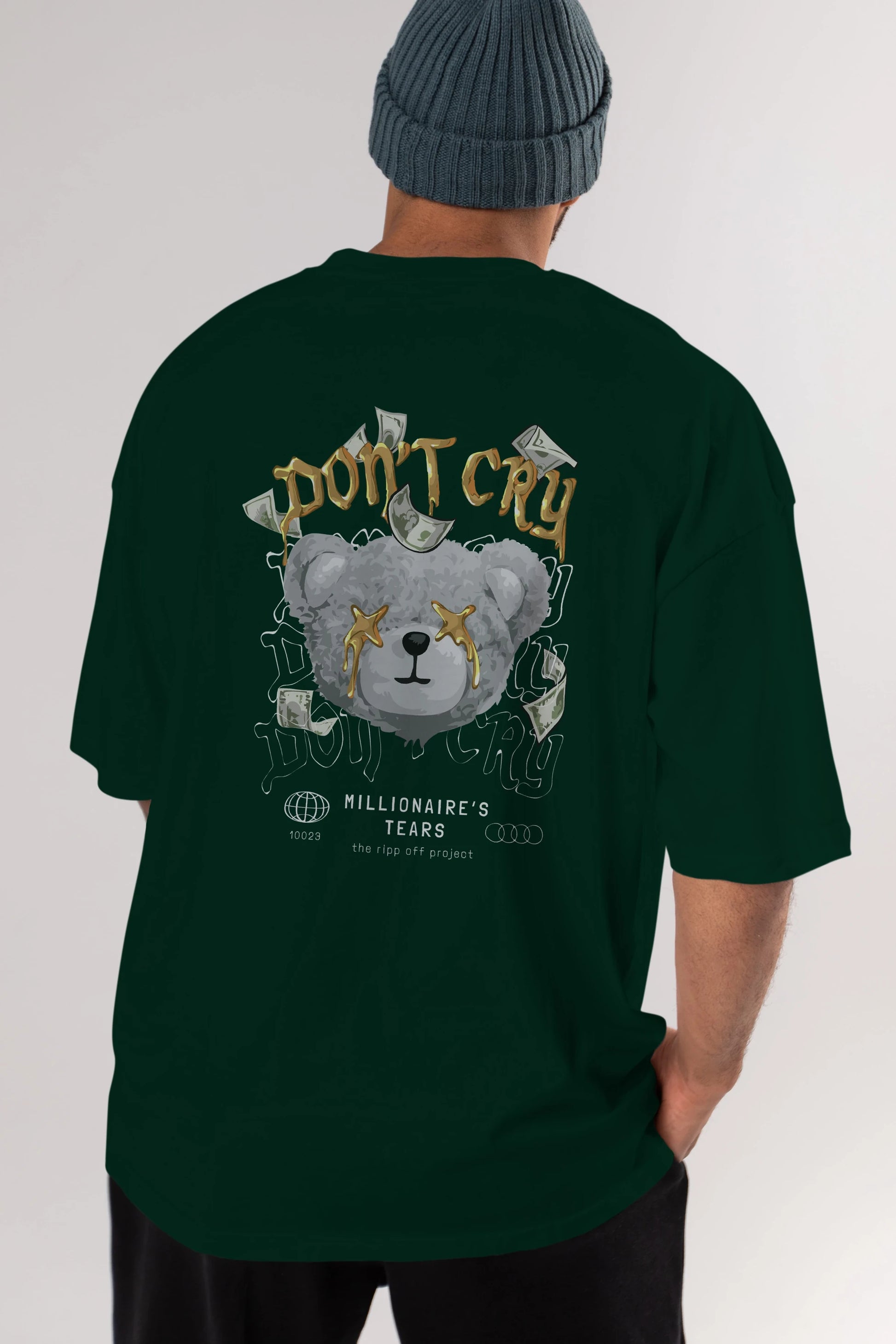 Dont Cry Bear Arka Baskılı Oversize t-shirt Erkek Kadın Unisex