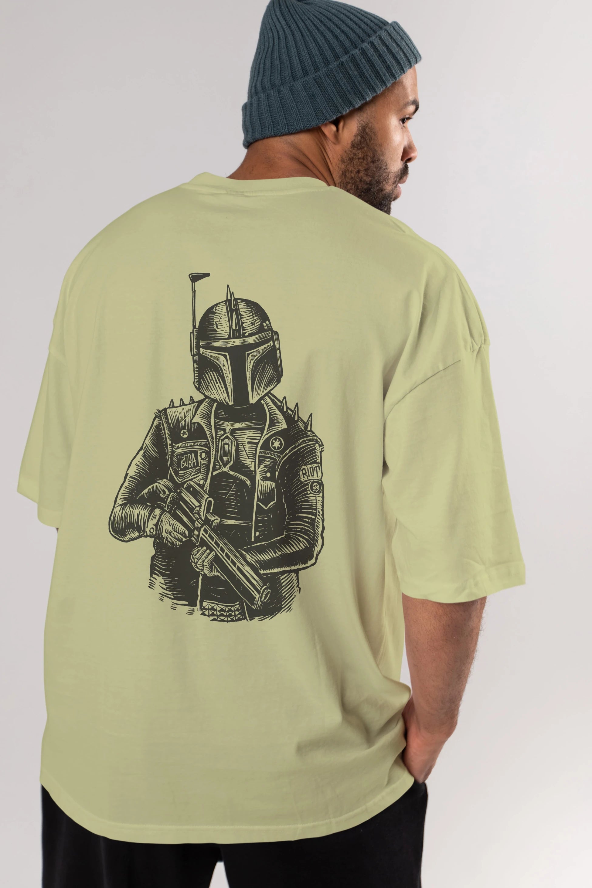 Boba Punk Arka Baskılı Oversize t-shirt Erkek Kadın Unisex %100 Pamuk