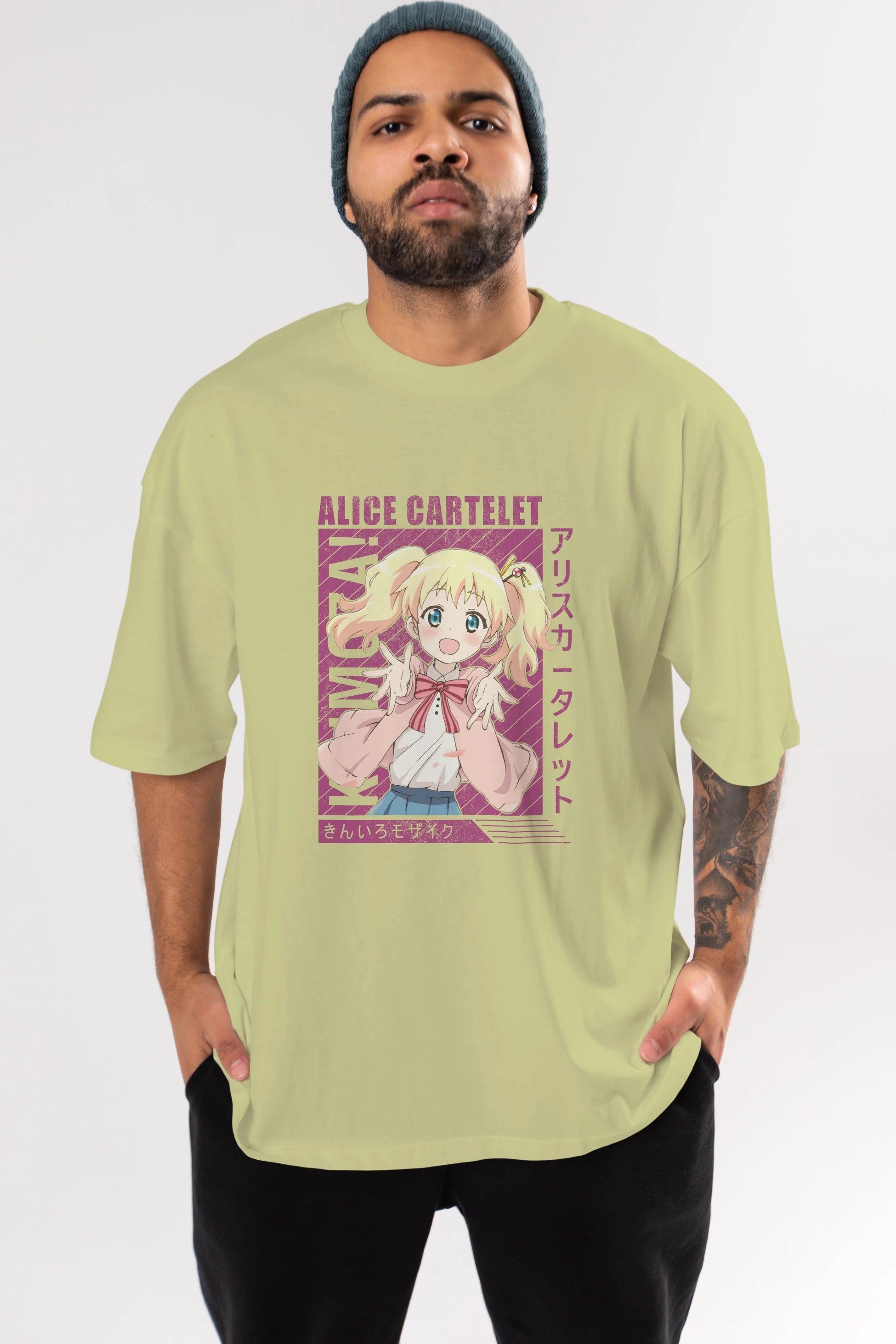 Alice Cartelet 12 Anime Ön Baskılı Oversize t-shirt %100 pamuk Erkek Kadın Unisex