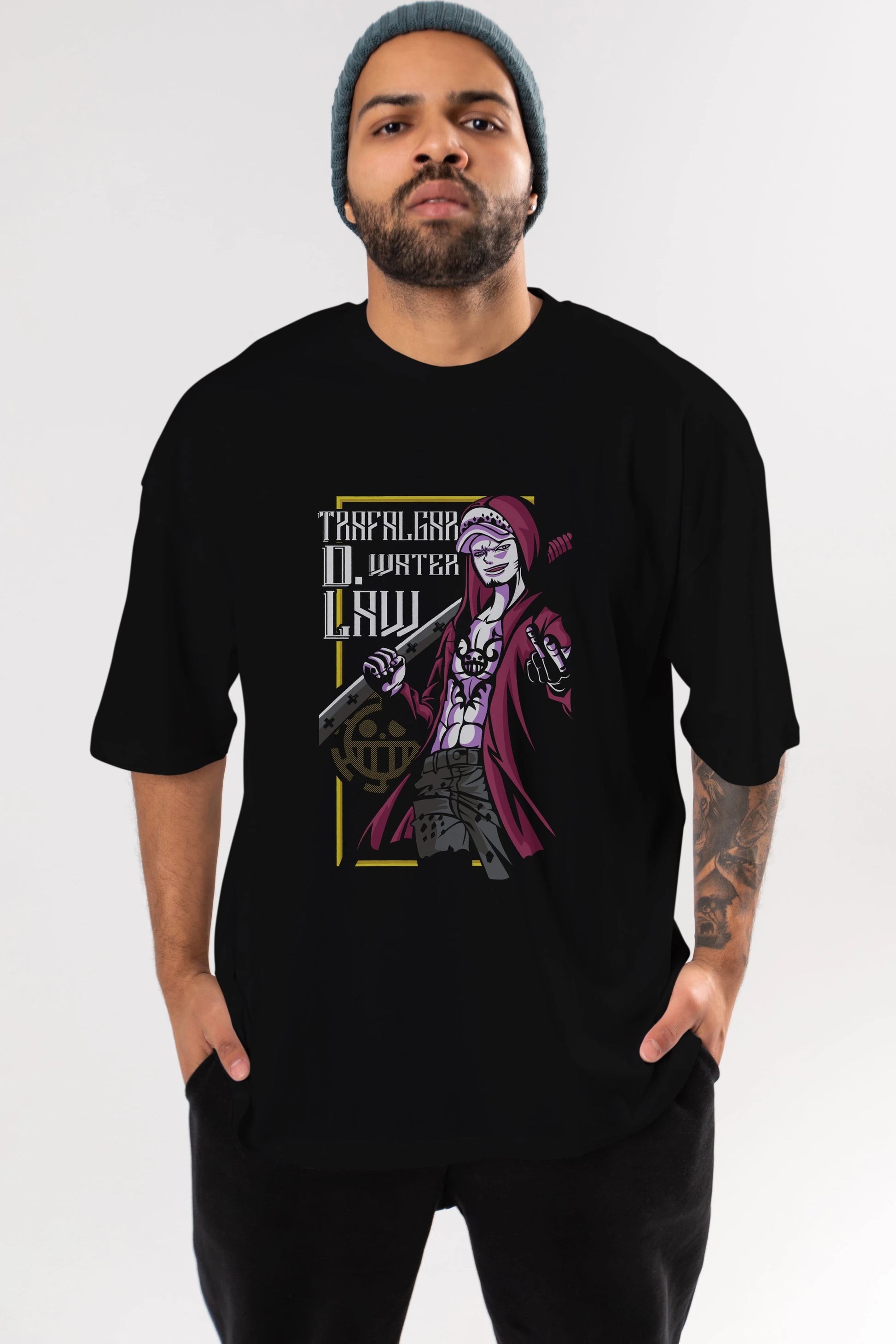 Trafalgar D. Water Law Anime Ön Baskılı Oversize t-shirt Erkek Kadın Unisex