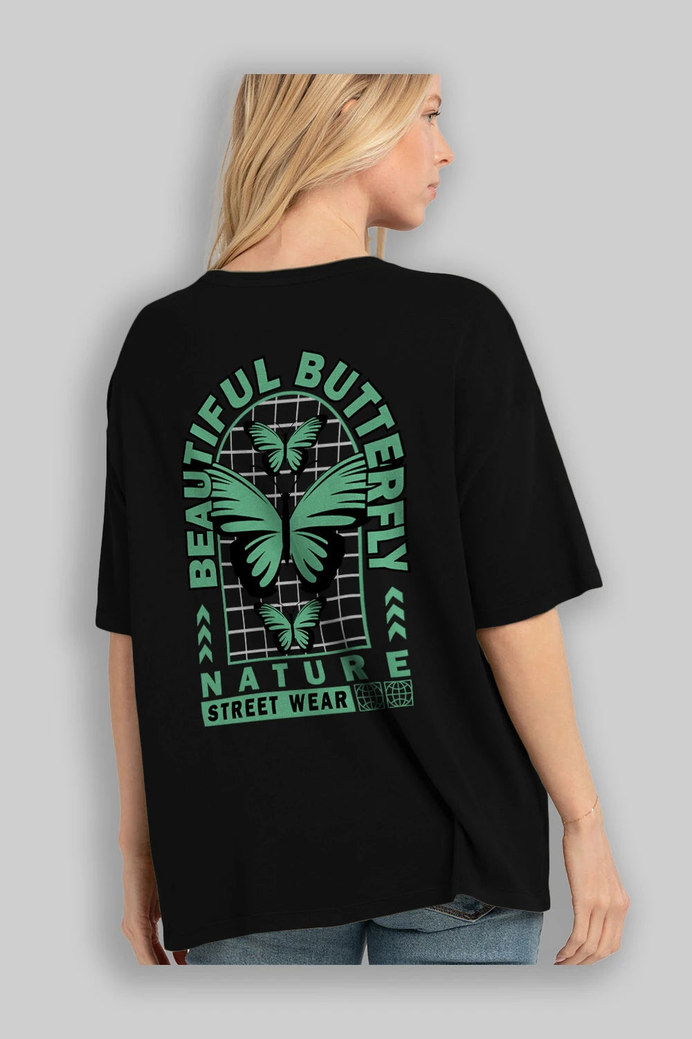 Beautiful Butterfly Arka Baskılı Oversize t-shirt Erkek Kadın Unisex