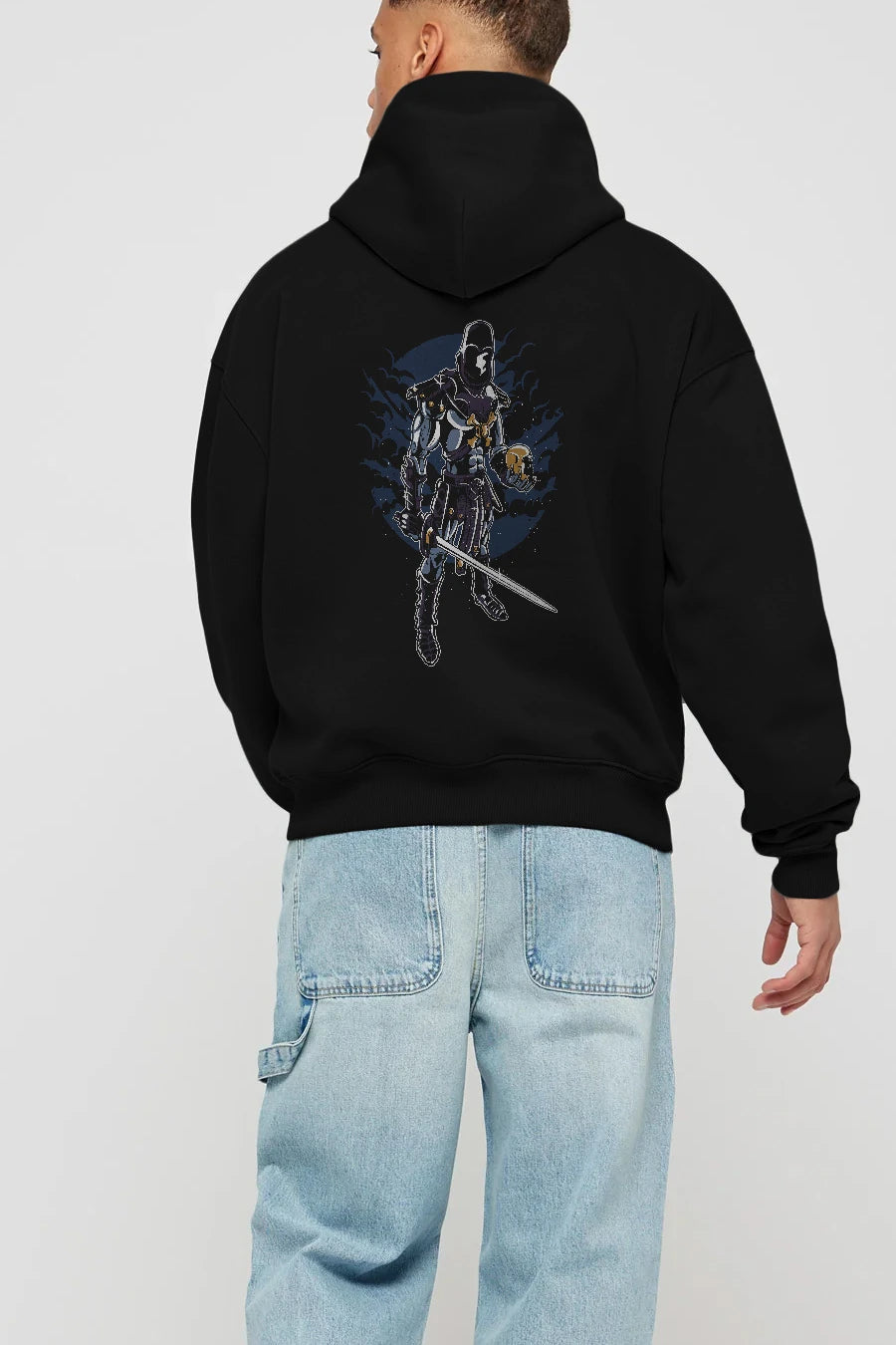 Skeleton King Arka Baskılı Hoodie Oversize Kapüşonlu Sweatshirt Erkek Kadın Unisex