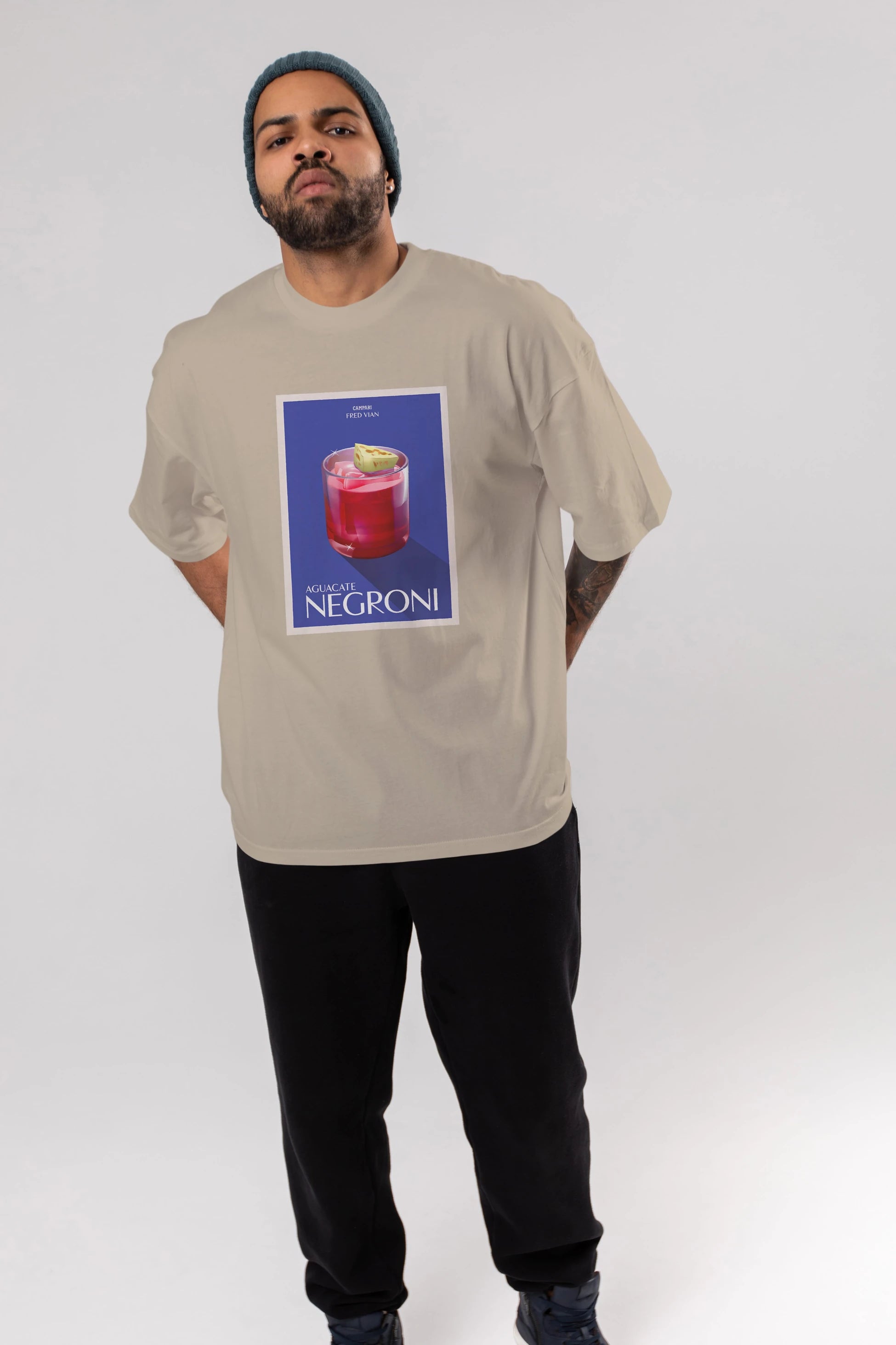 Aguacate Negroni Ön Baskılı Oversize t-shirt Erkek Kadın Unisex %100 Pamuk Bisiklet Yaka tişort
