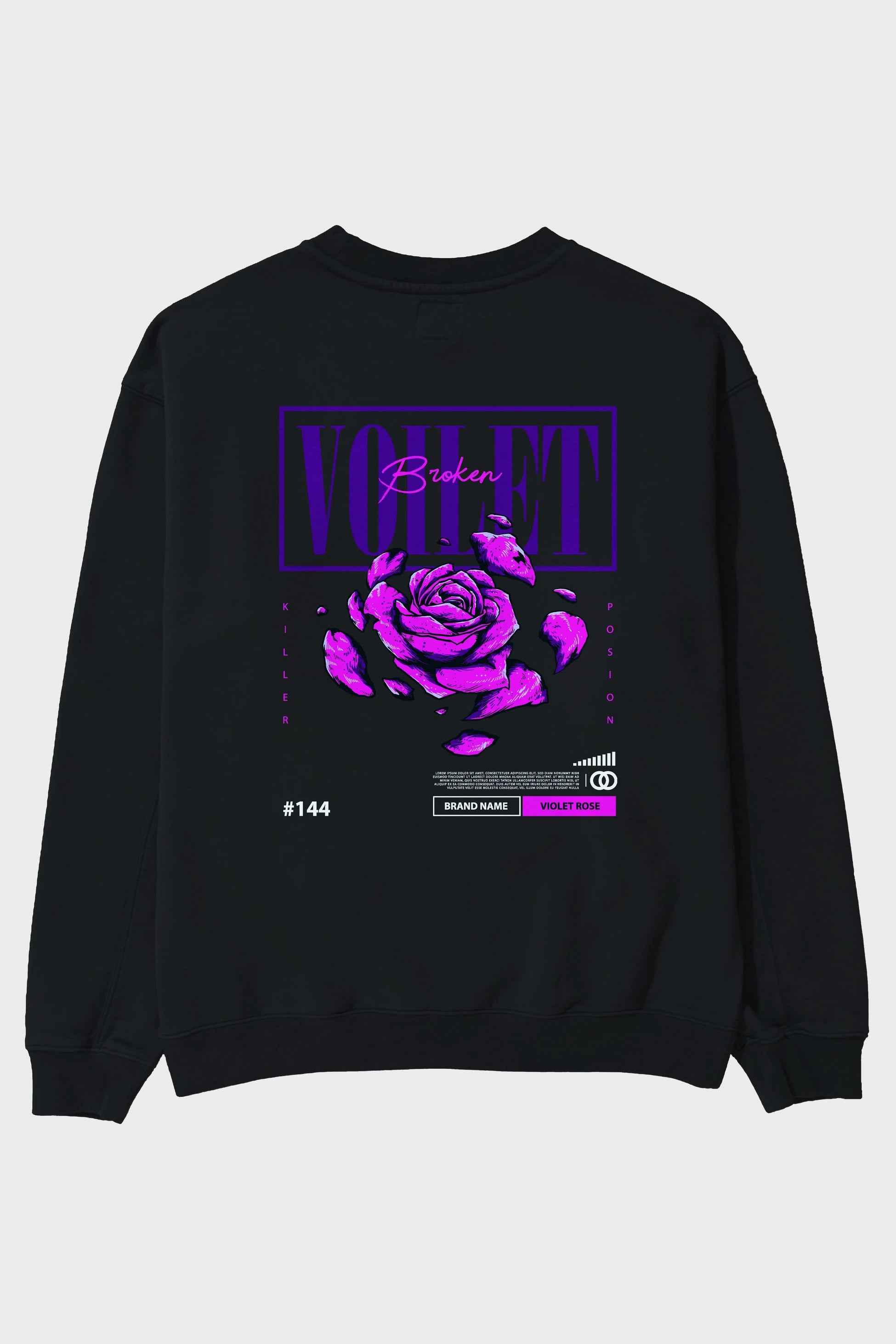 Voilet Broken Arka Baskılı Oversize Sweatshirt Erkek Kadın Unisex