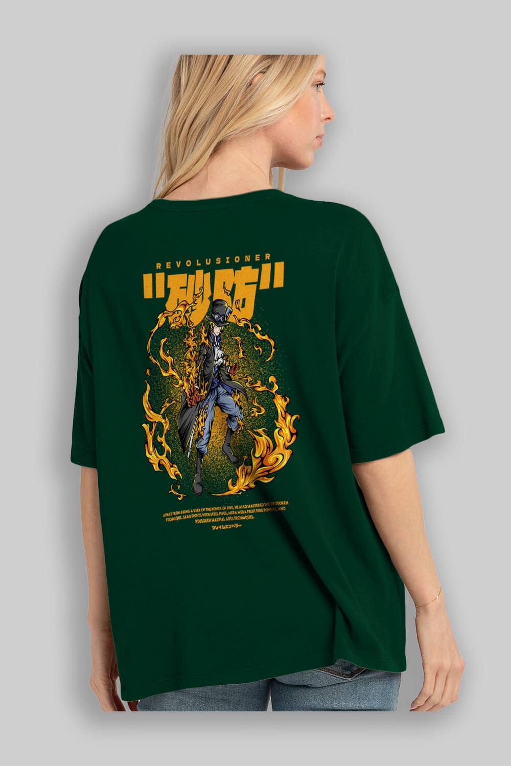 Revolusioner Sabo Anime Arka Baskılı Oversize t-shirt Erkek Kadın Unisex
